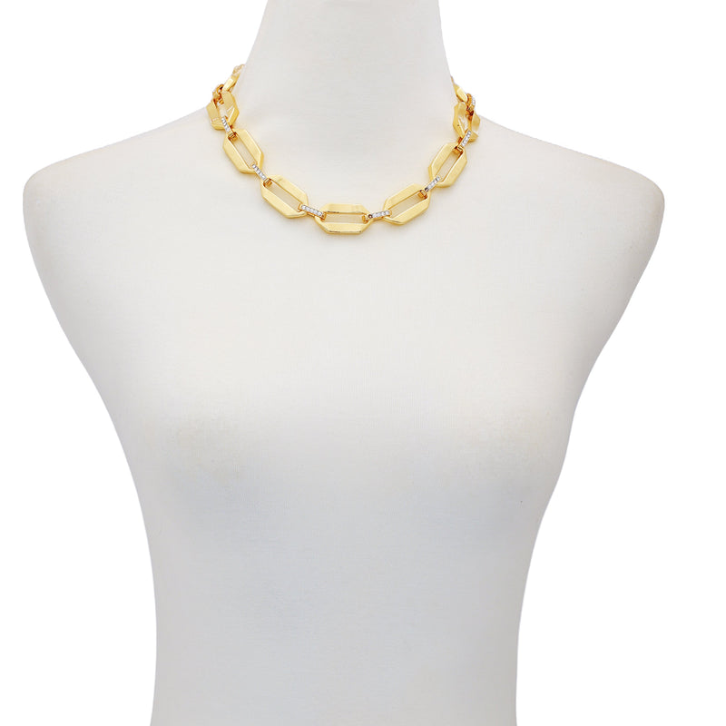 Vince Camuto Collana Maglie Oro Cristalli Oversize