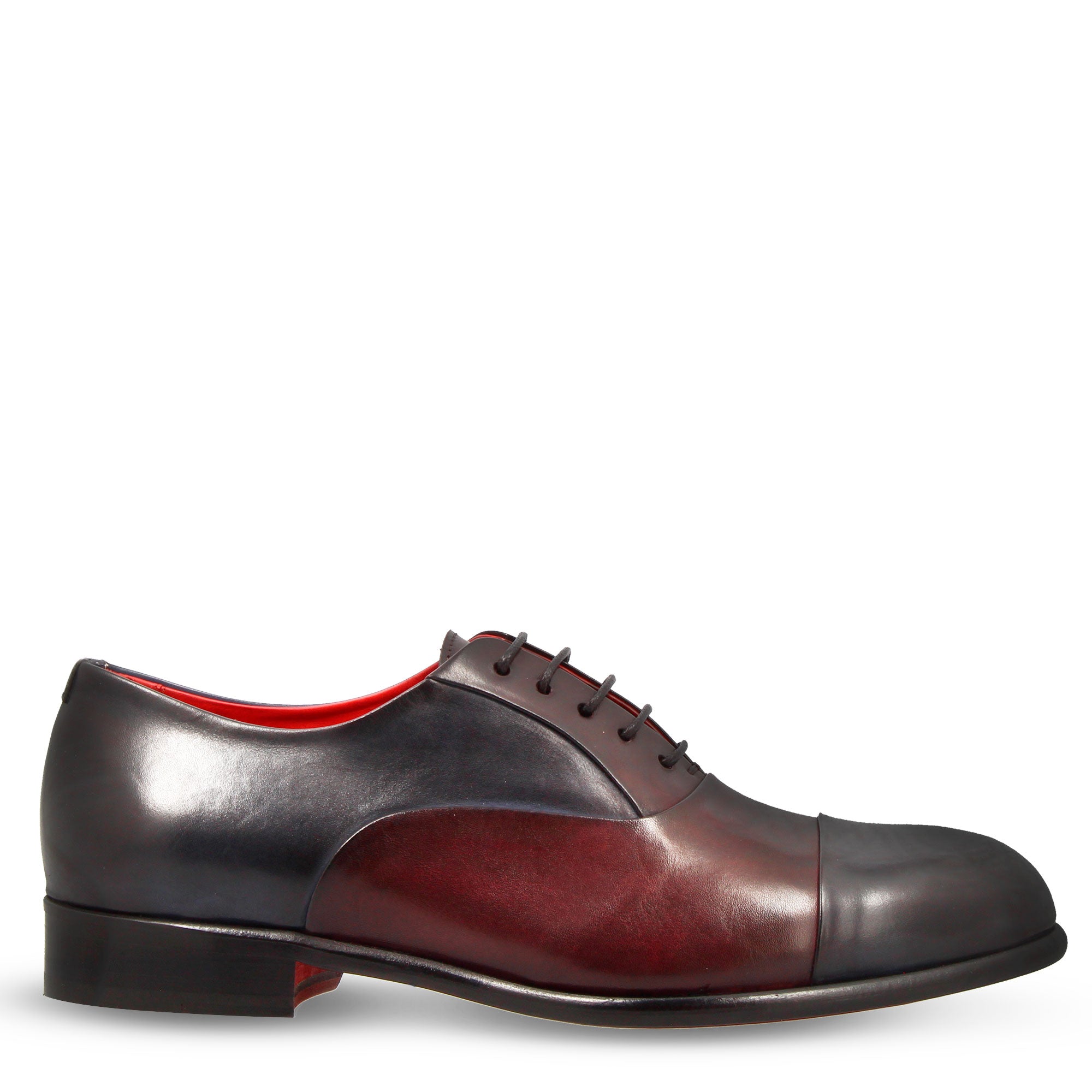 Leonardo Shoes Oxford francesina marrone blu pelle cuoio