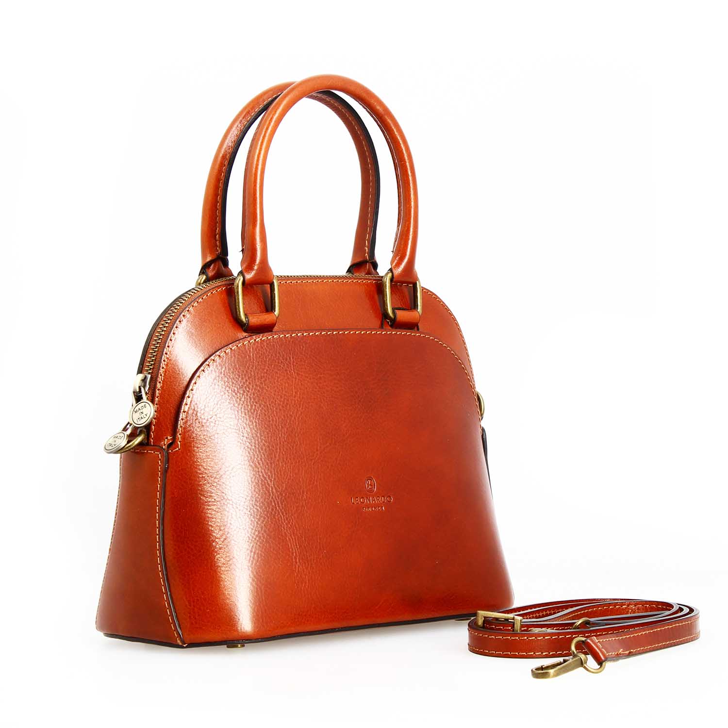Leonardo Shoes Zaira borsa pelle marrone manico tracolla