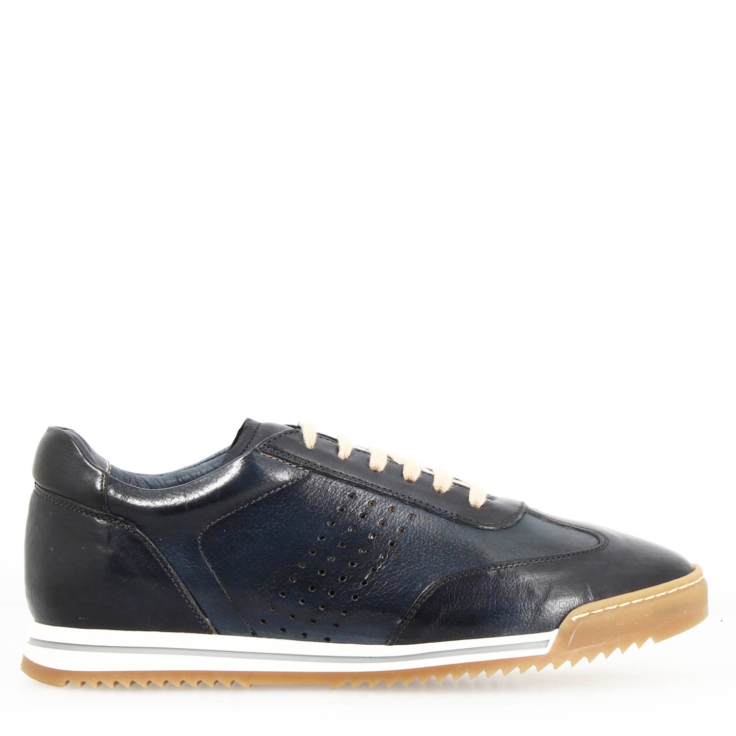 Leonardo Shoes Barberino sneaker pelle blu suola bicolore