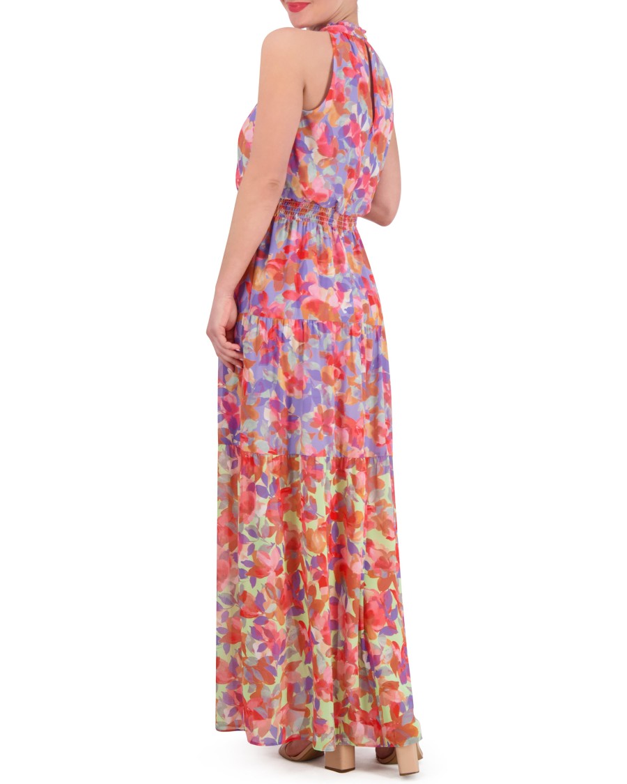 Vince Camuto abito chiffon floreale vita arricciata