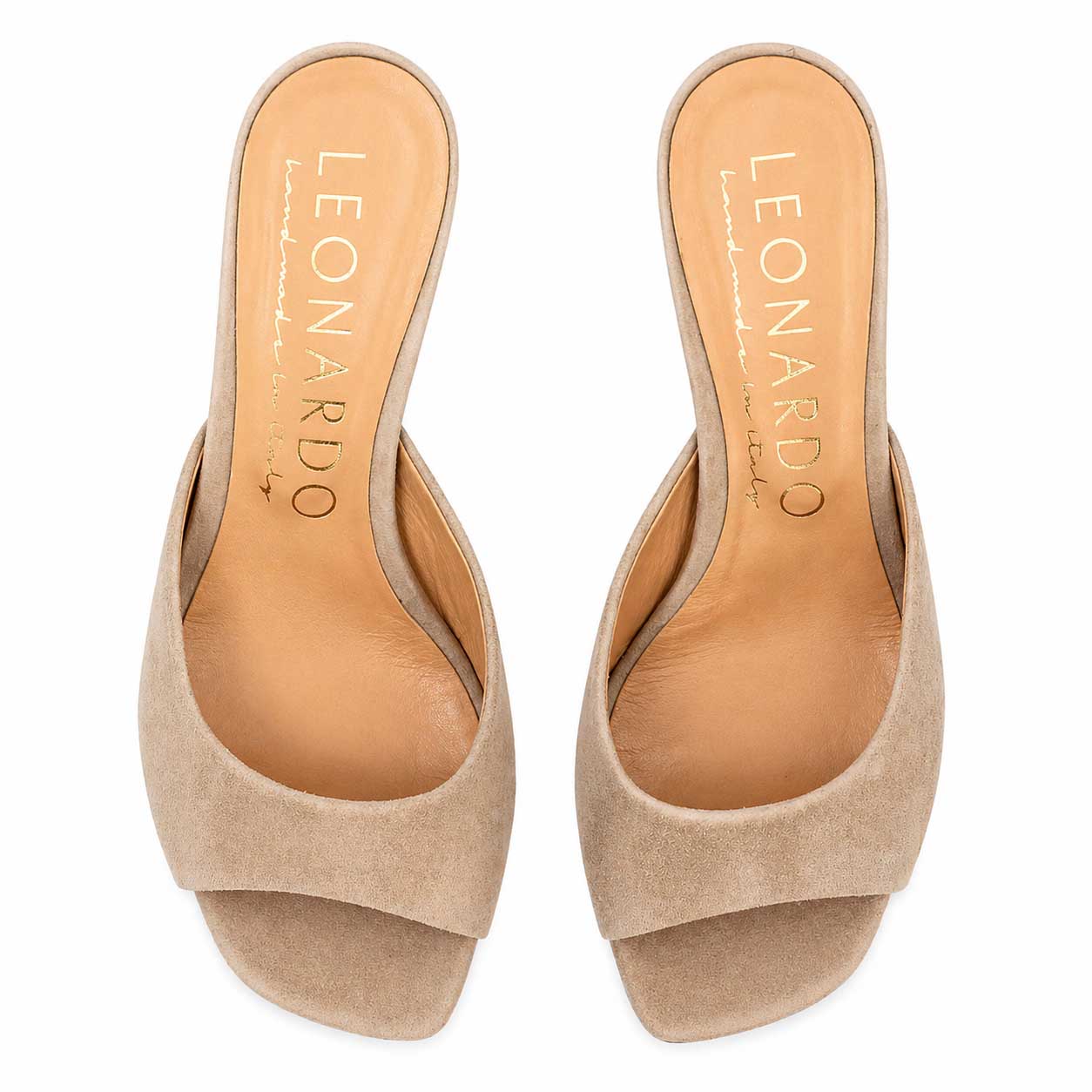 Leonardo Shoes Elena mules donna beige camoscio tacco