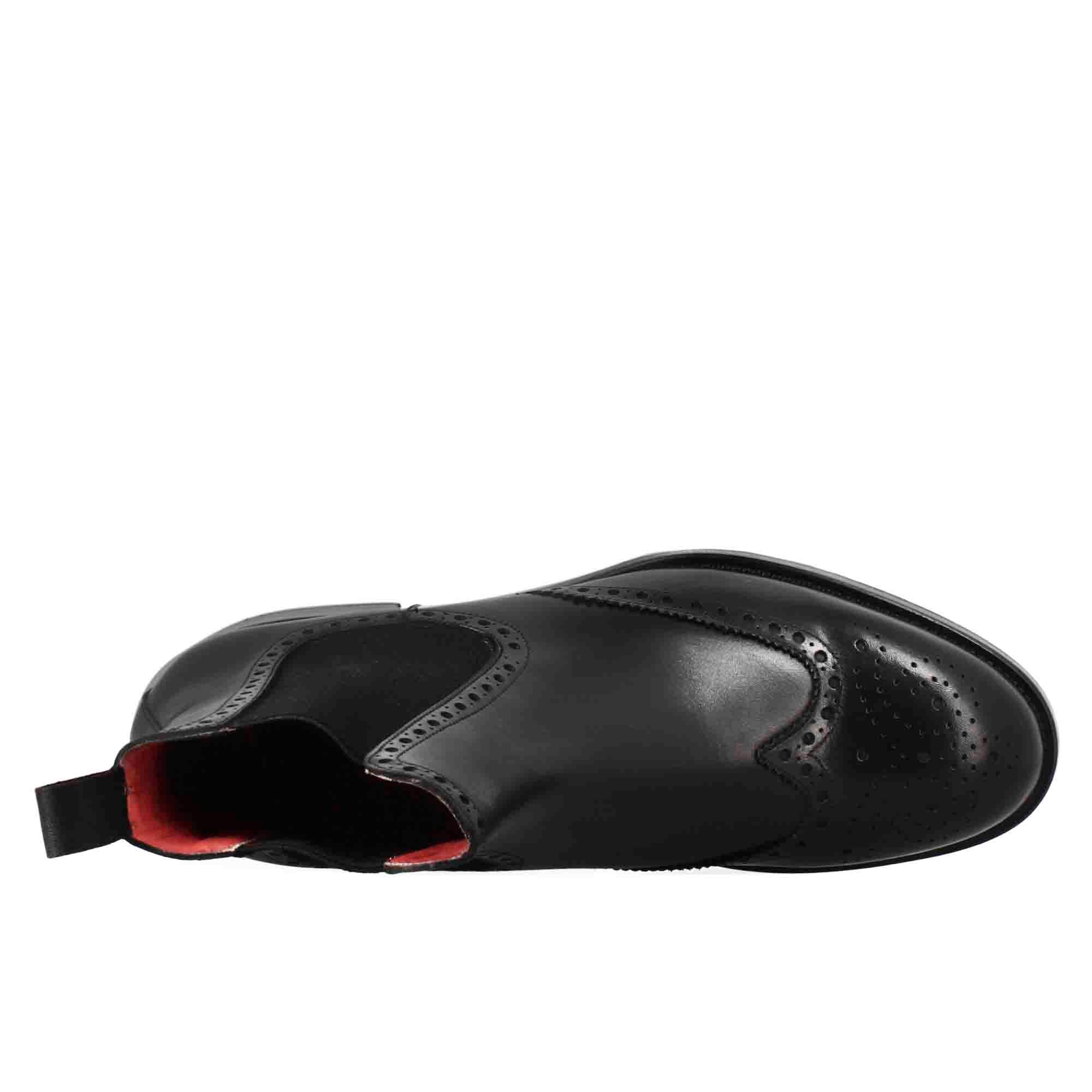 Leonardo Shoes Chelsea stivaletti brogue pelle nero