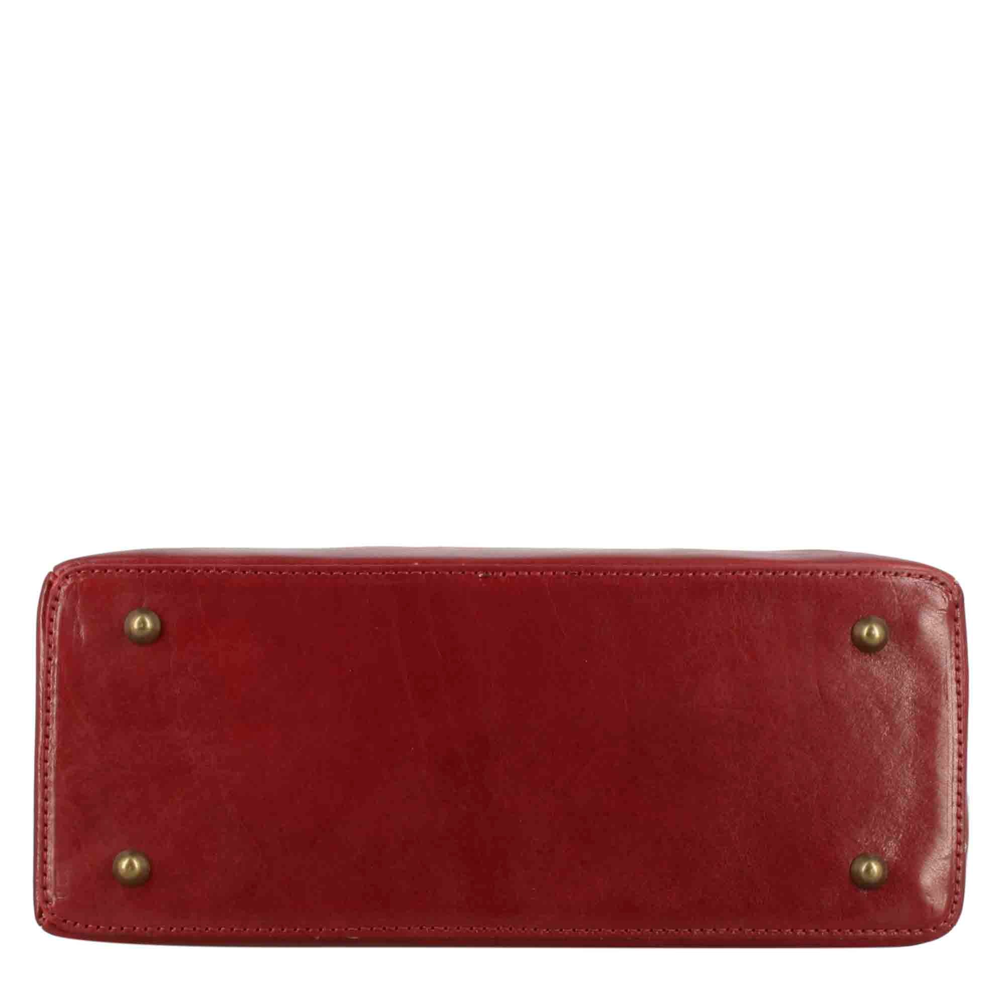Leonardo Shoes Tulia Bauletto Pelle Rosso Borsa a Mano Donna