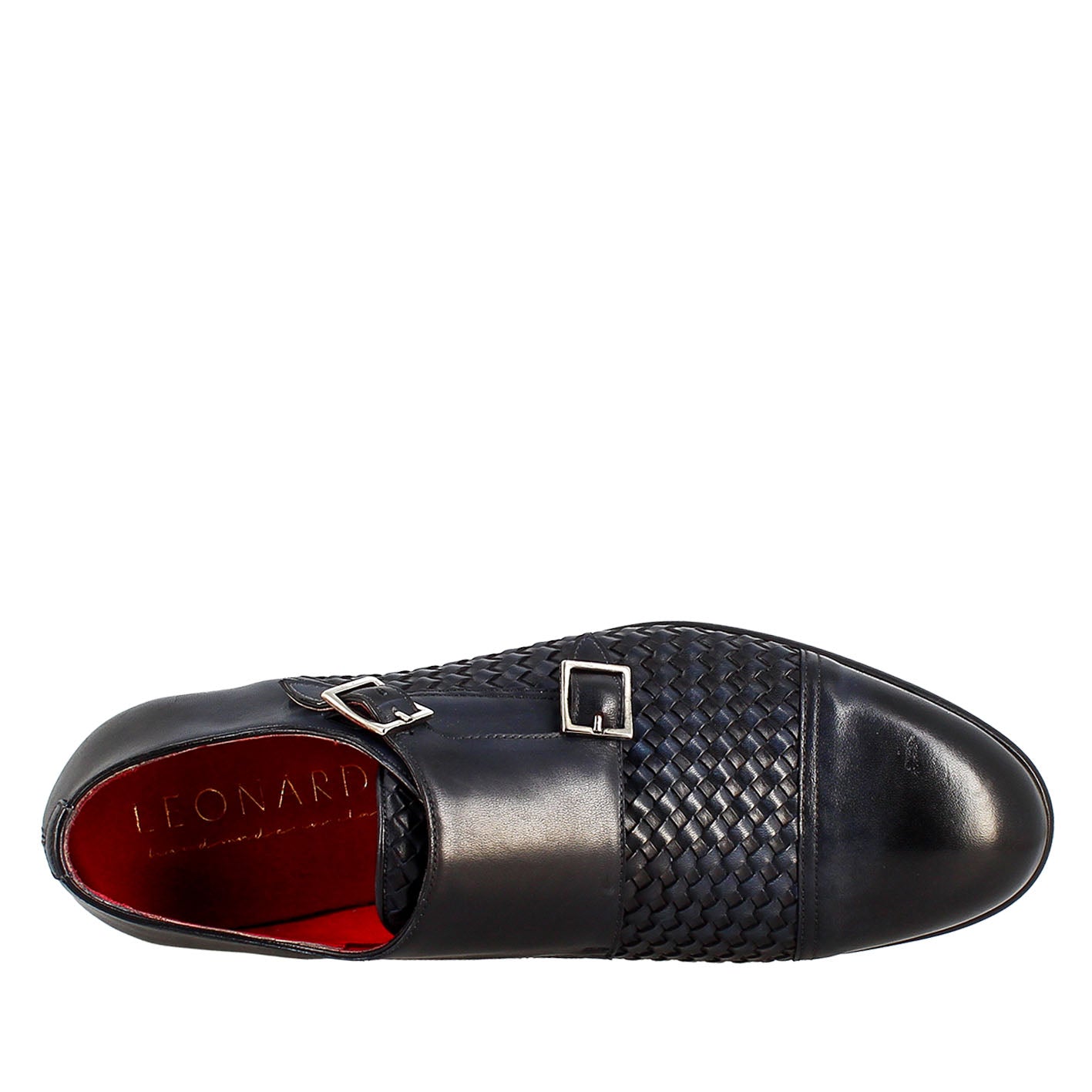 Leonardo Shoes Francesine scarpa fibbia pelle blu