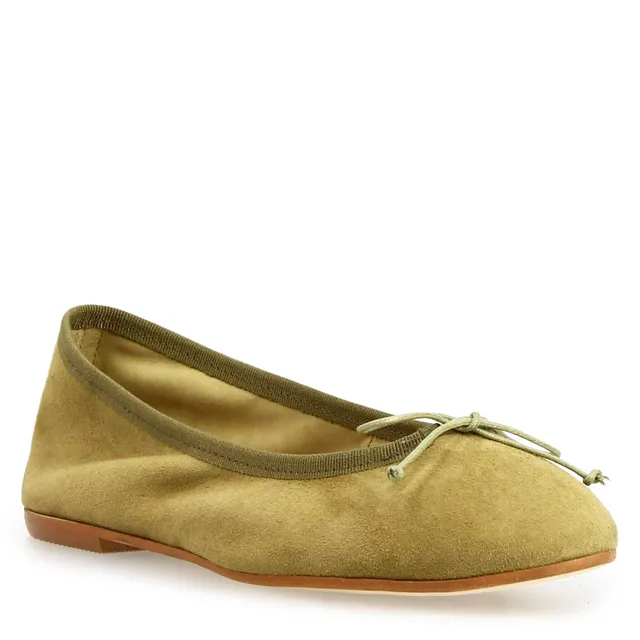 Leonardo Shoes Fiocco ballerine donna camoscio verde