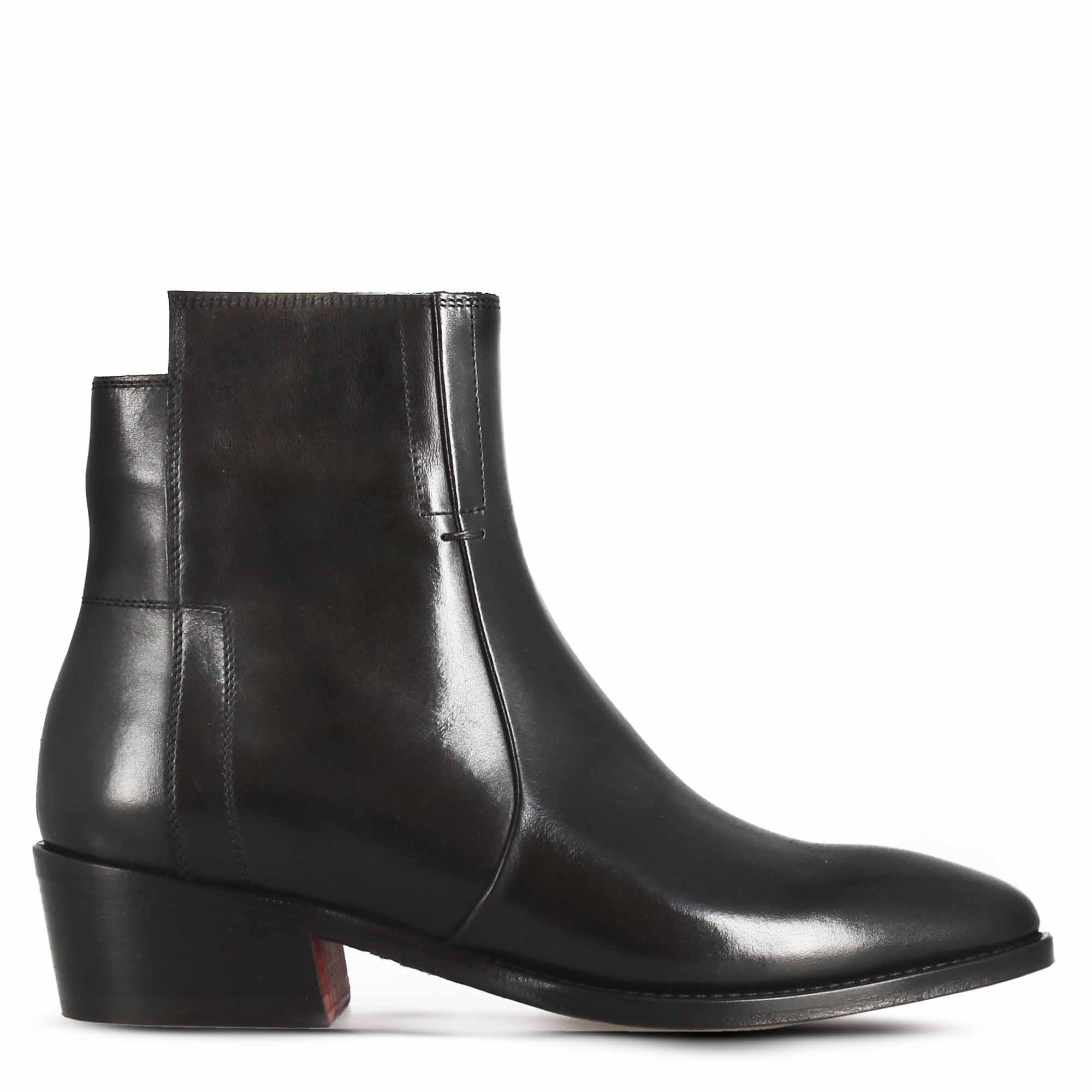 Leonardo Shoes texano stivaletti donna pelle nero