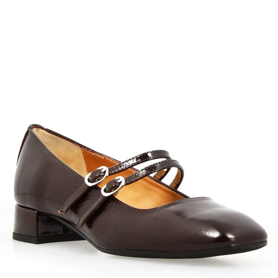 Leonardo Shoes Dalia Décolleté Mary Jane Marrone Scuro Tacco 4 cm