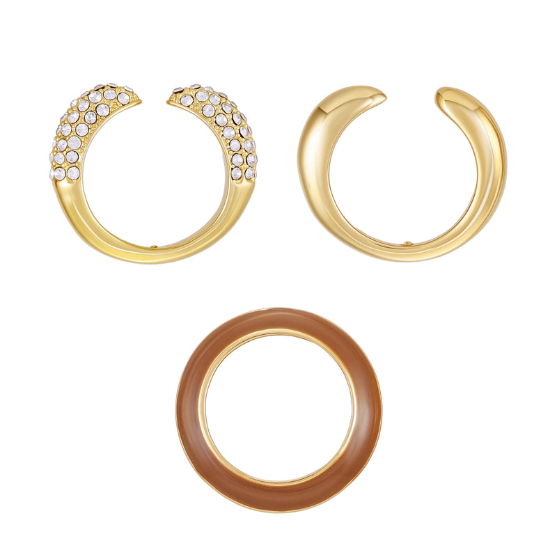 Vince Camuto Set 3 Anelli oro con cristalli e smalto