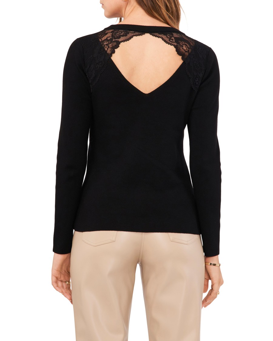 Vince Camuto Tops Top con pizzo scollo rotondo maniche lunghe