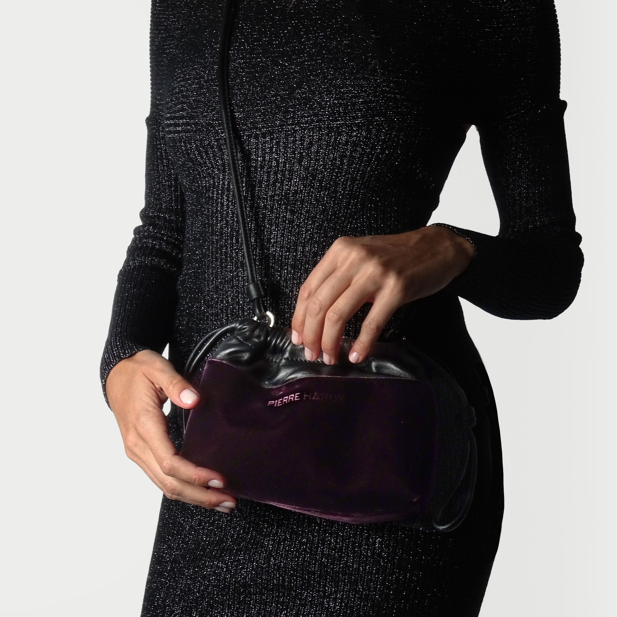 Pierre Hardy Mini Twin clutch tracolla pelle viola TU