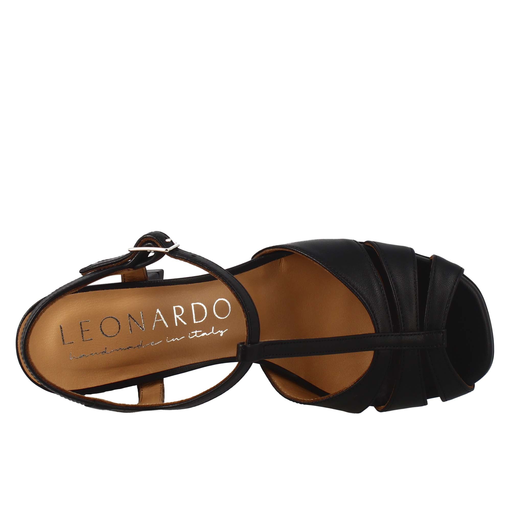 Leonardo Shoes BF-20 Sandali Donna Neri Tacco 8 cm