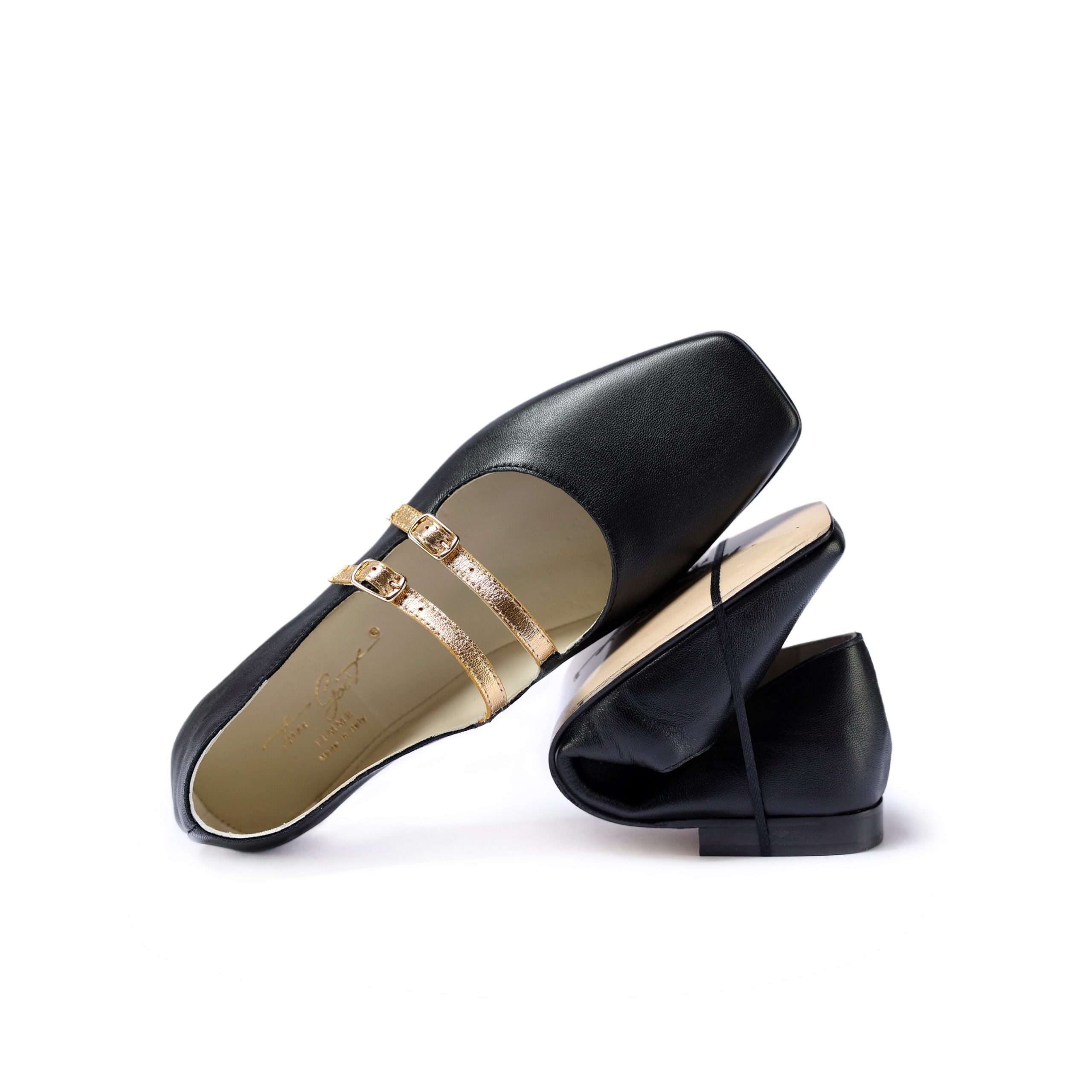 Ton Goût Jessy ballerine donna pelle nero oro 38