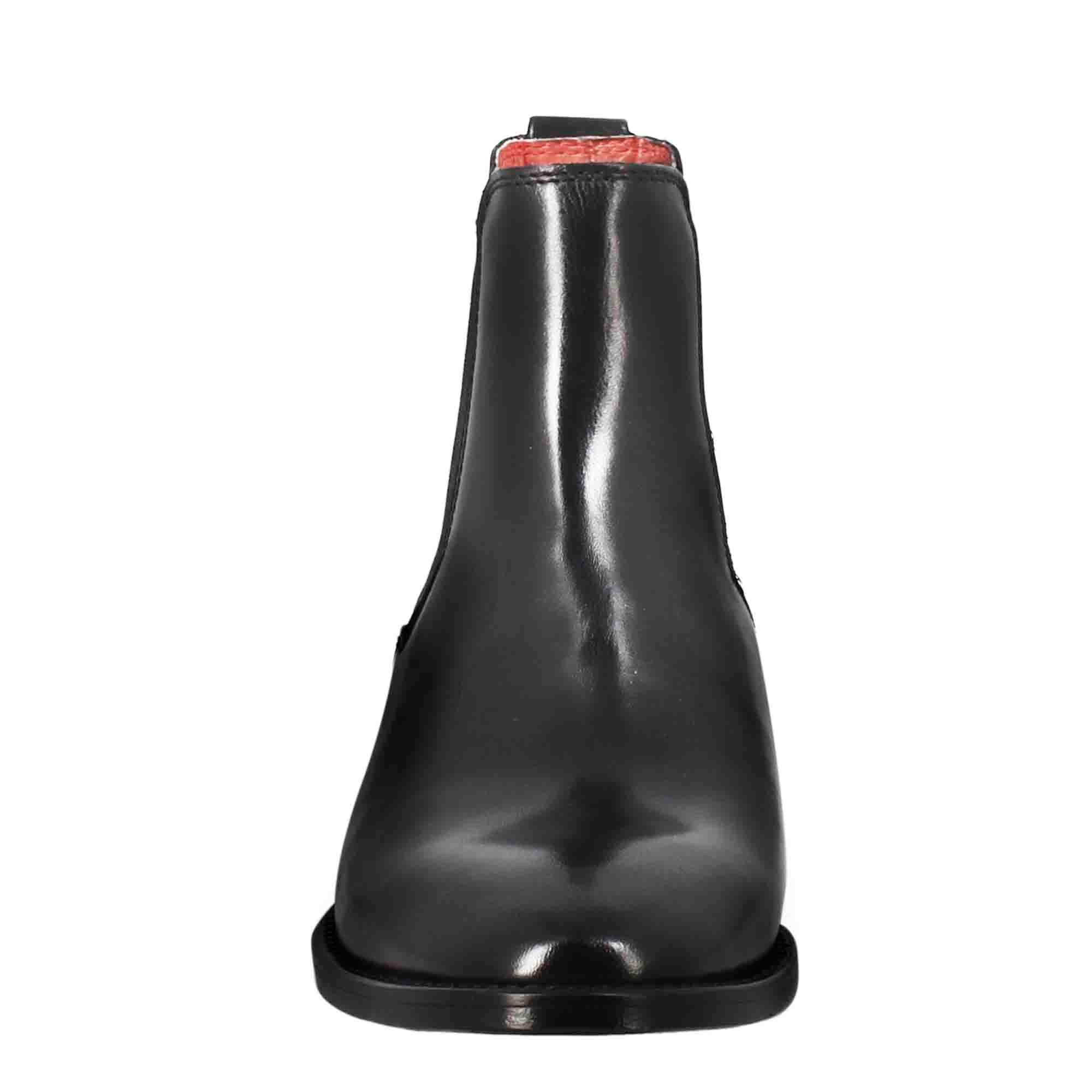 Leonardo Shoes Stivali Donna Chelsea Pelle Nero Tacco Medio Elastici