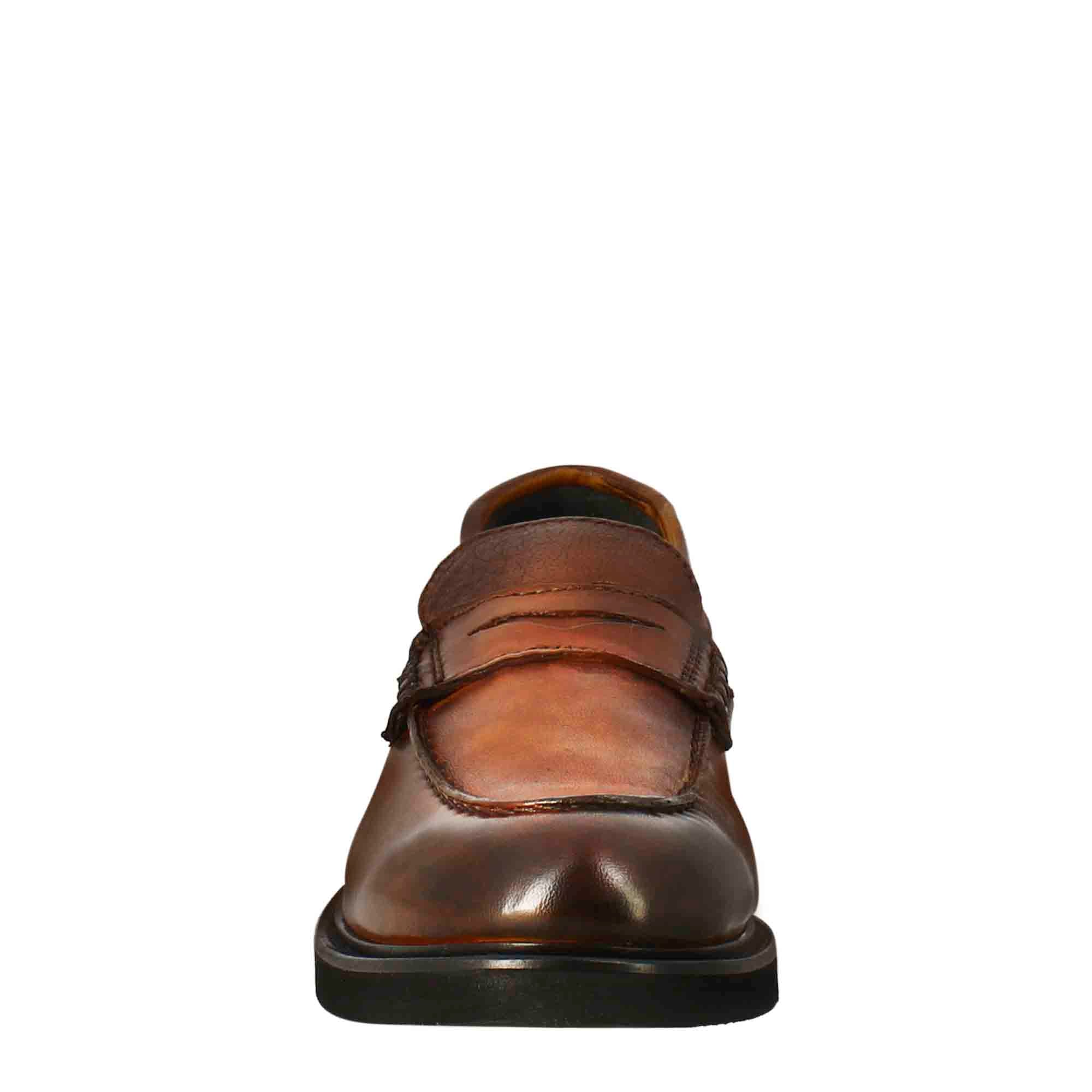 Leonardo Shoes Paupa mocassini donna pelle cuoio scuro