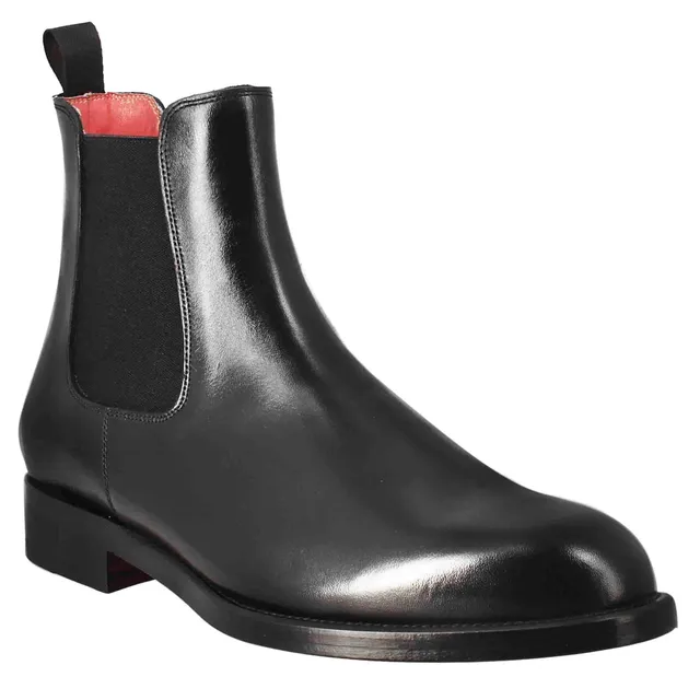Leonardo Shoes Chelsea stivaletto uomo pelle nero elastico