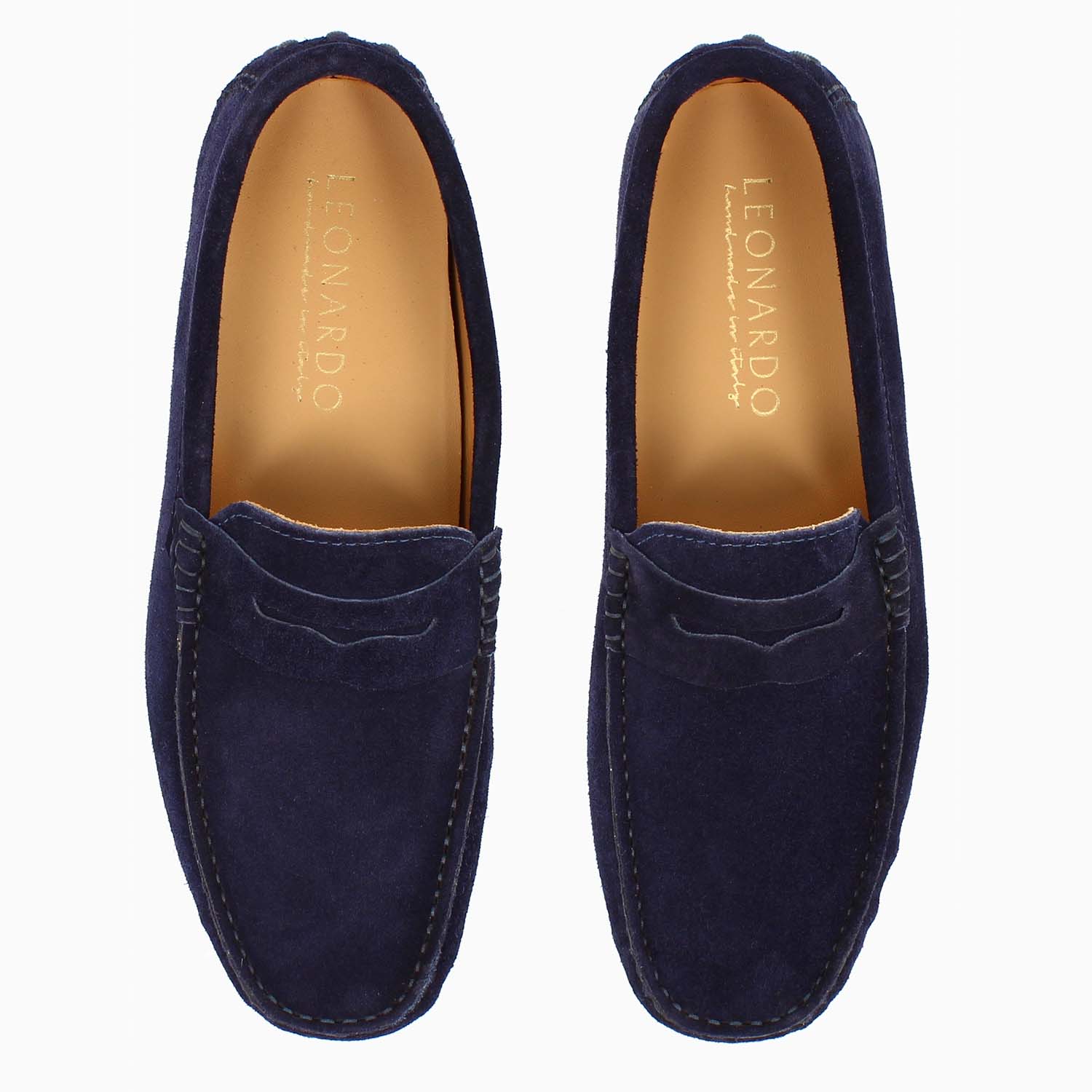 Leonardo Shoes Garda mocassini uomo camoscio blu navy