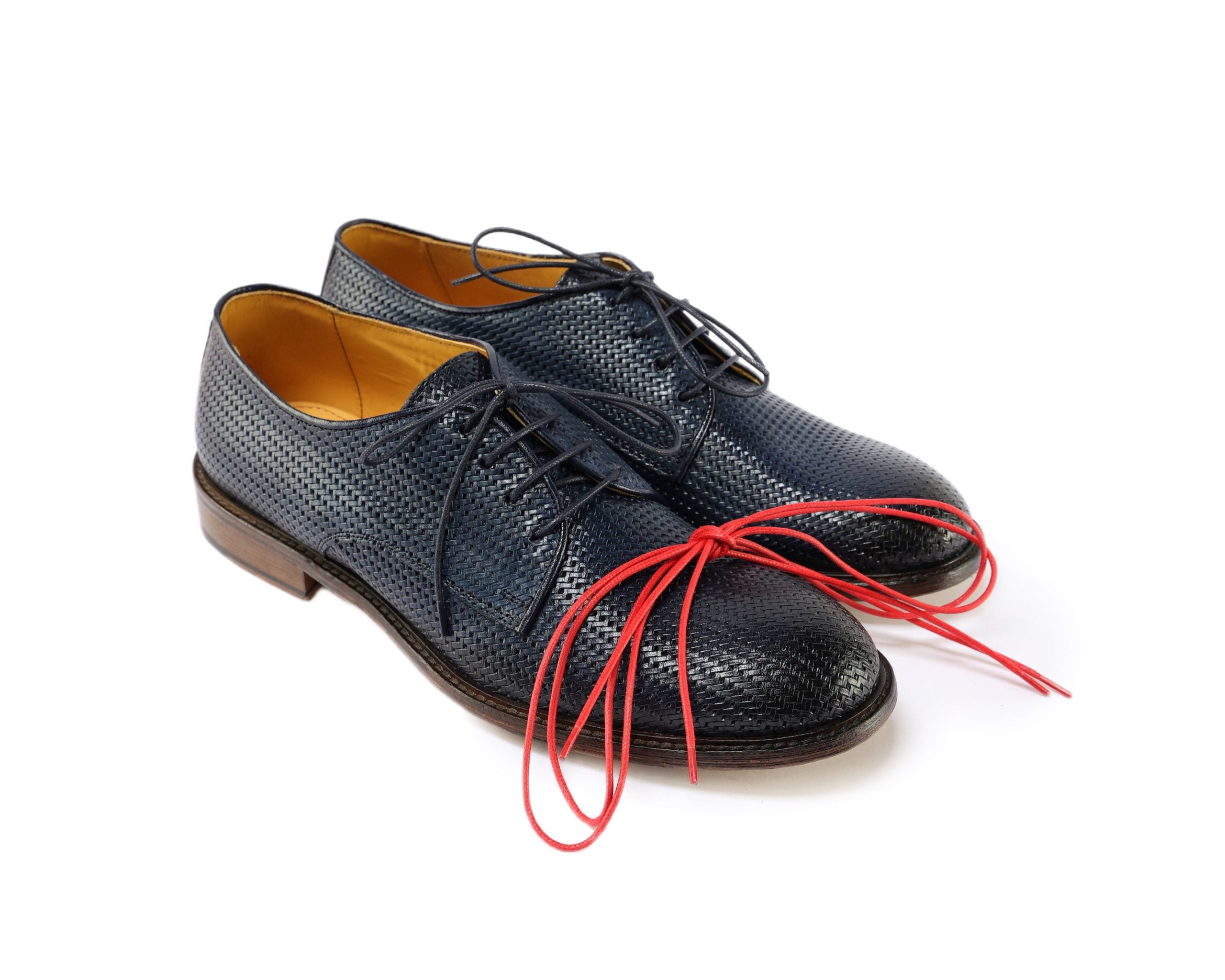 Ton Goût Aurora derby uomo blu vitello stampato