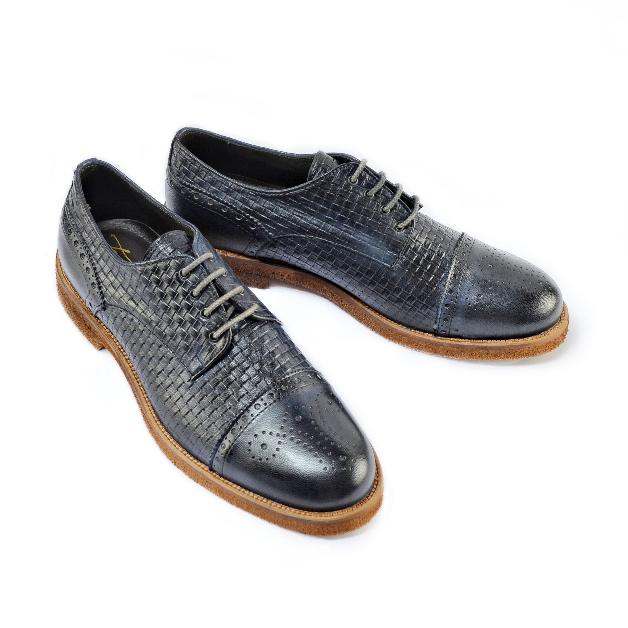 Ton Goût Blue Derby Uomo Blu Pelle Agnello