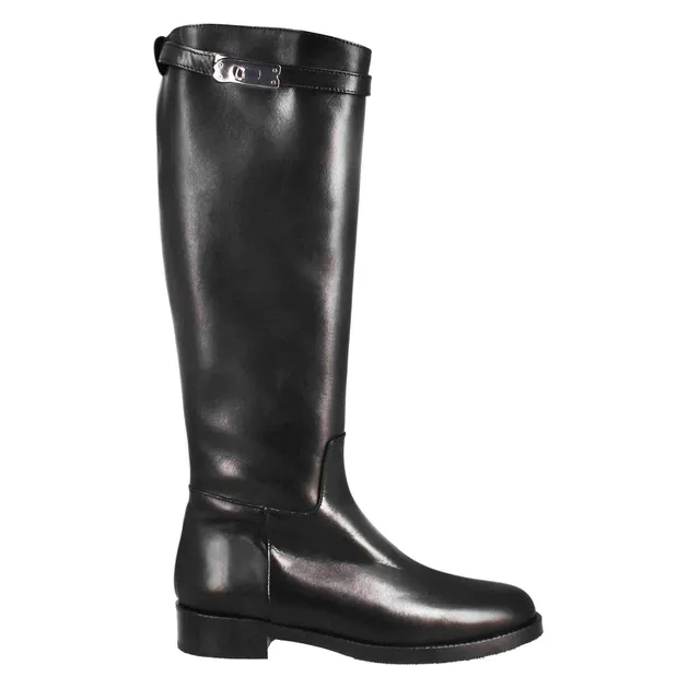 Leonardo Stivali Donna stivale pelle nero tacco basso 3 cm