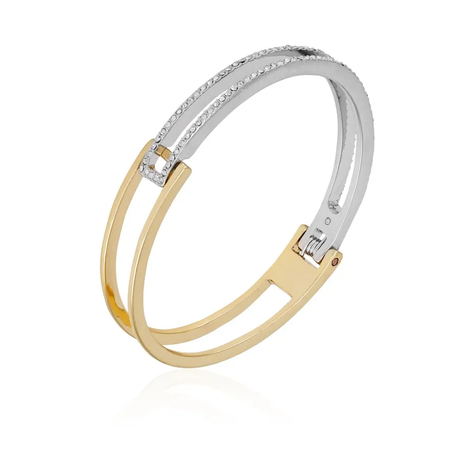 Vince Camuto bracciale rigido bicolore pietra vetro