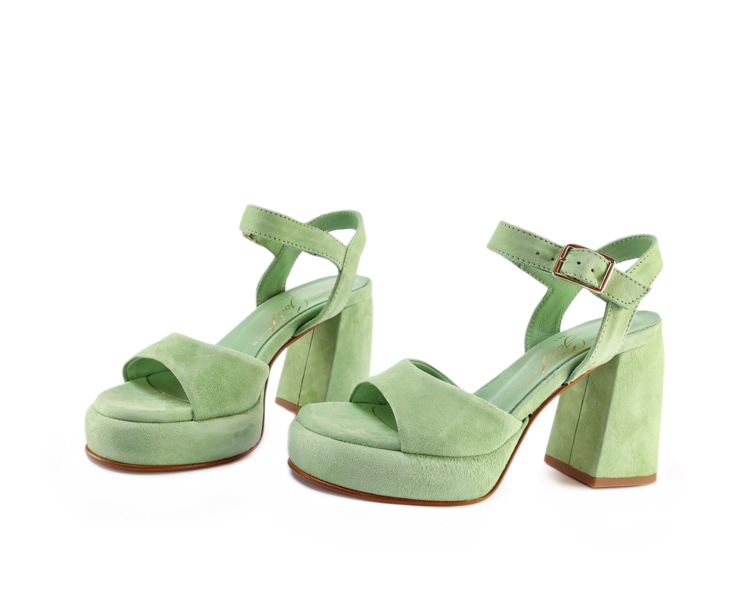 Ton Goût Milk sandalo donna 36 verde camoscio plateau