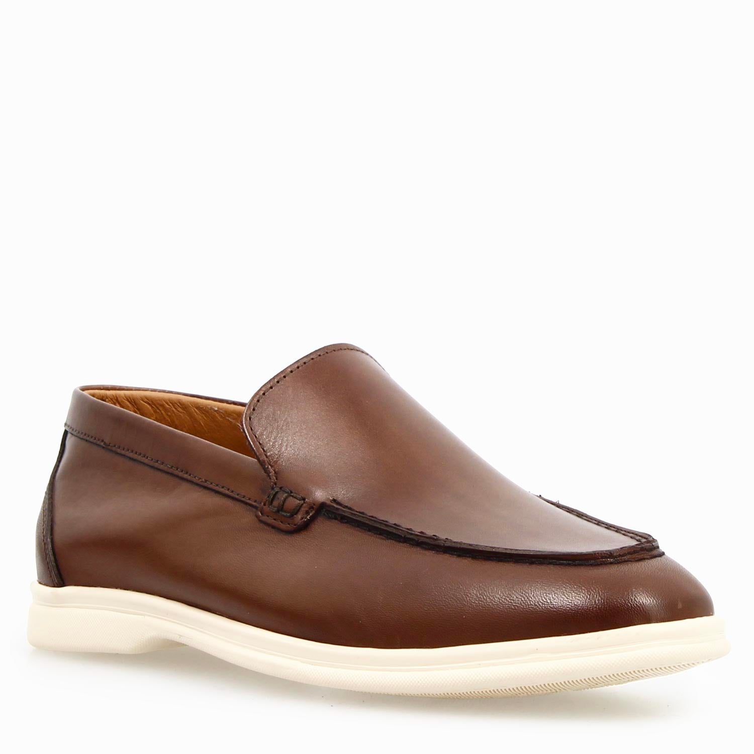 Leonardo Shoes Elite mocassini uomo pelle marrone cuoio
