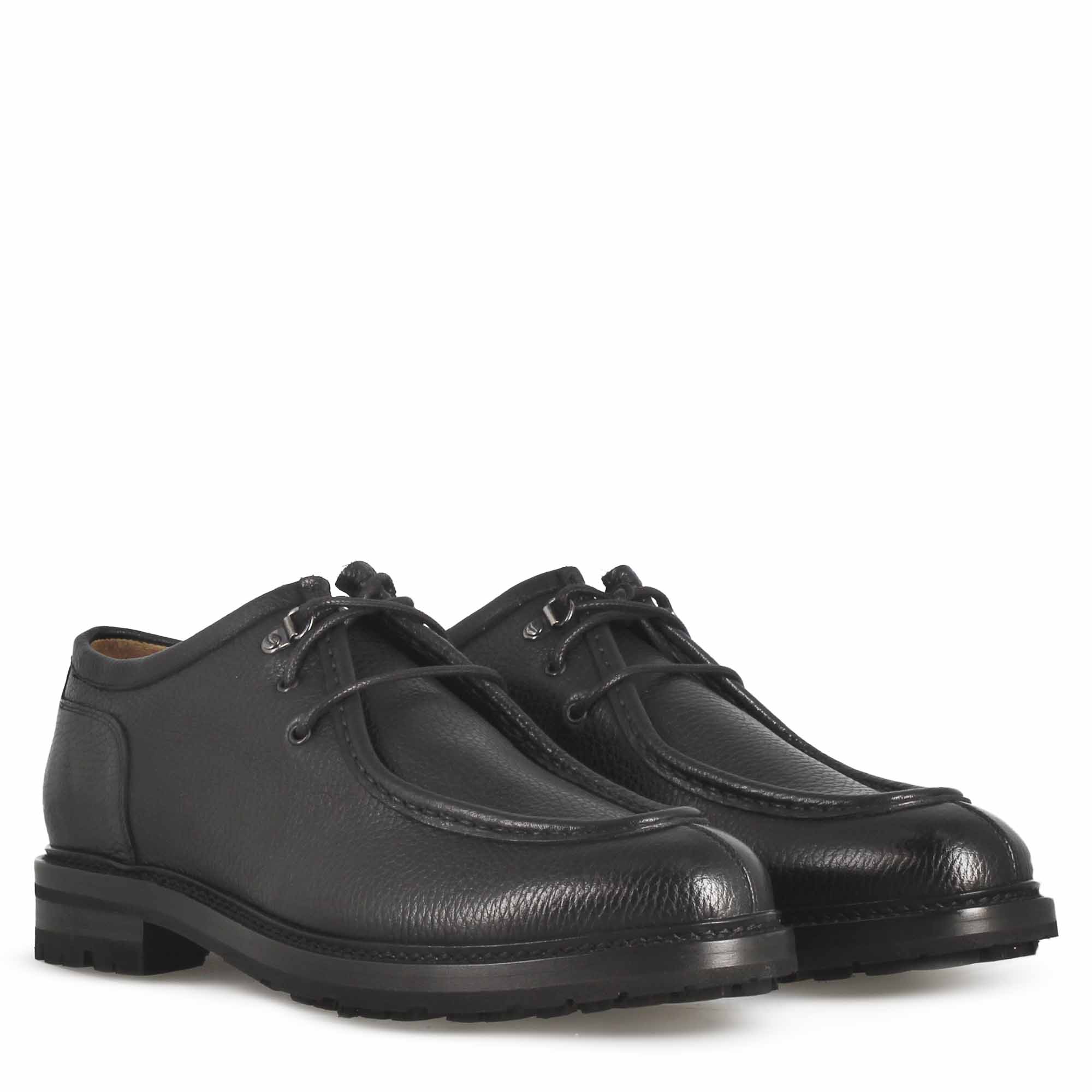 Leonardo Shoes Ingegnere Stringate Uomo Pelle Nero Allacciate