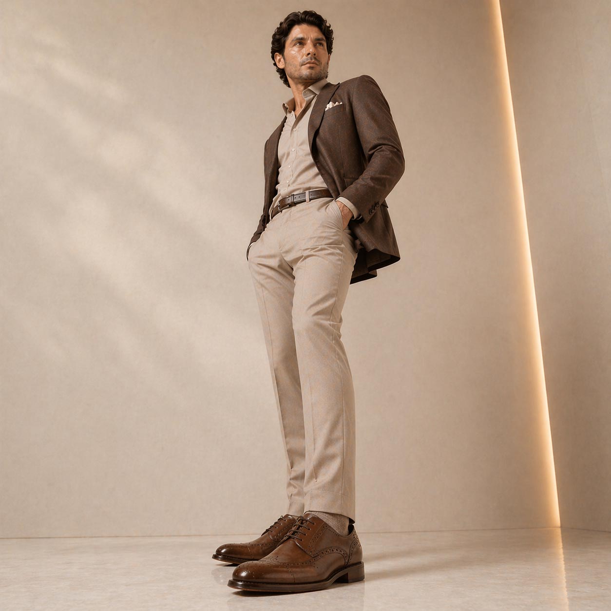 Leonardo Shoes Ottaviano Derby Uomo Marrone Brogue Pelle