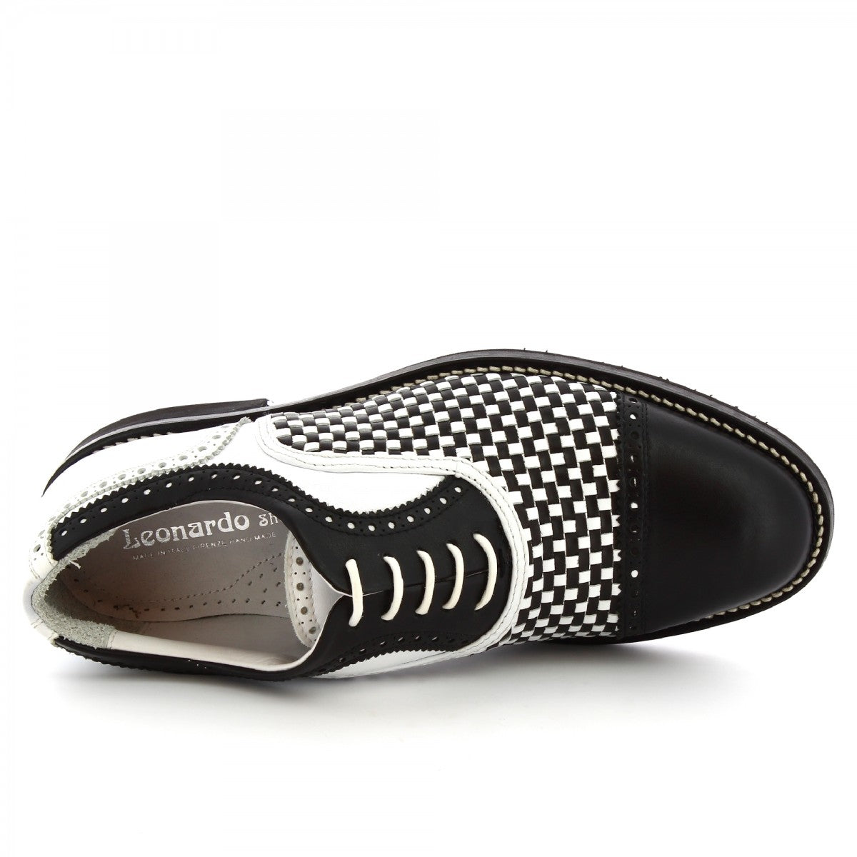Leonardo Shoes Golf scarpe da golf pelle intrecciata nero 43