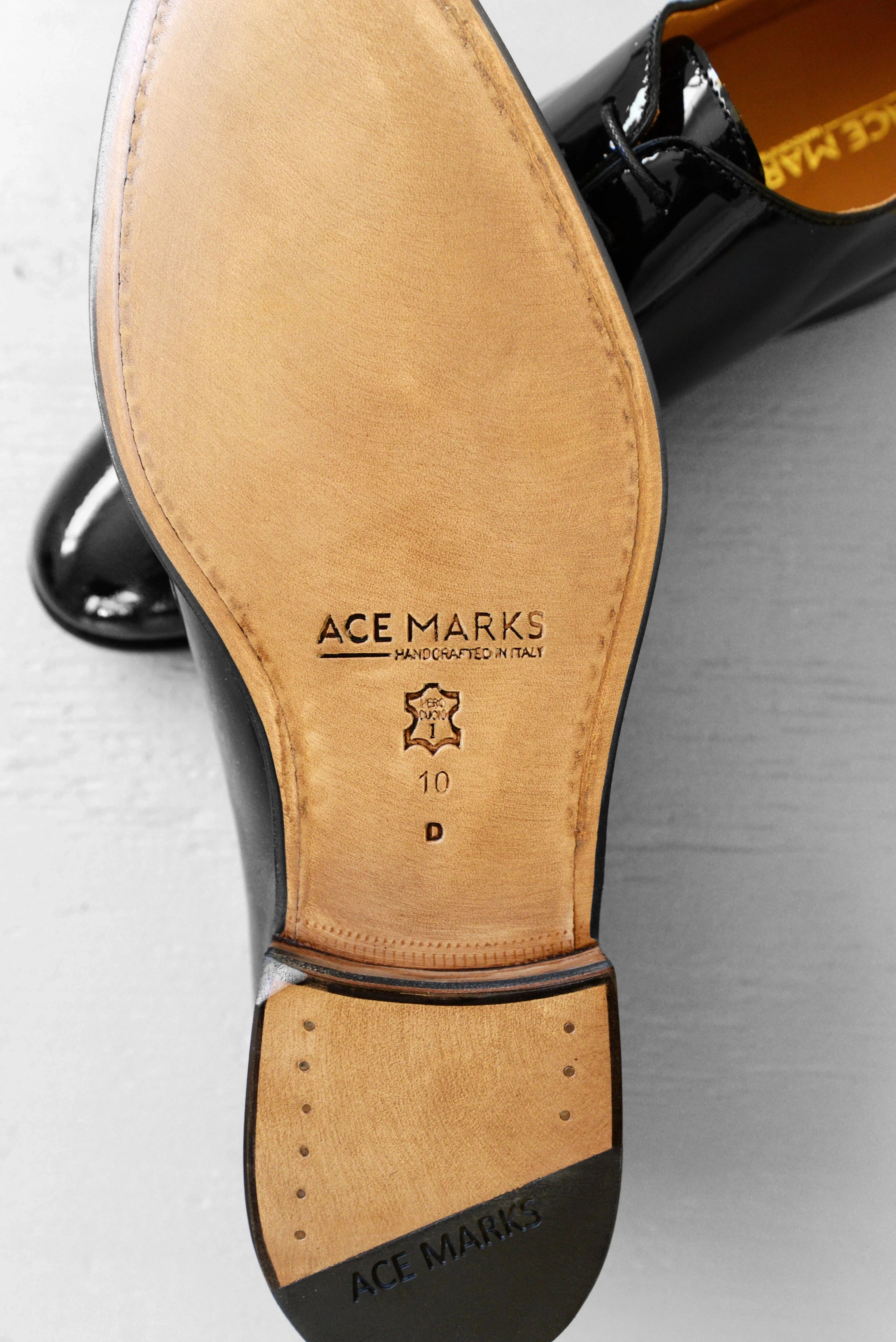 Ace Marks Carlo oxford uomo vernice nero wholecut cerimonia
