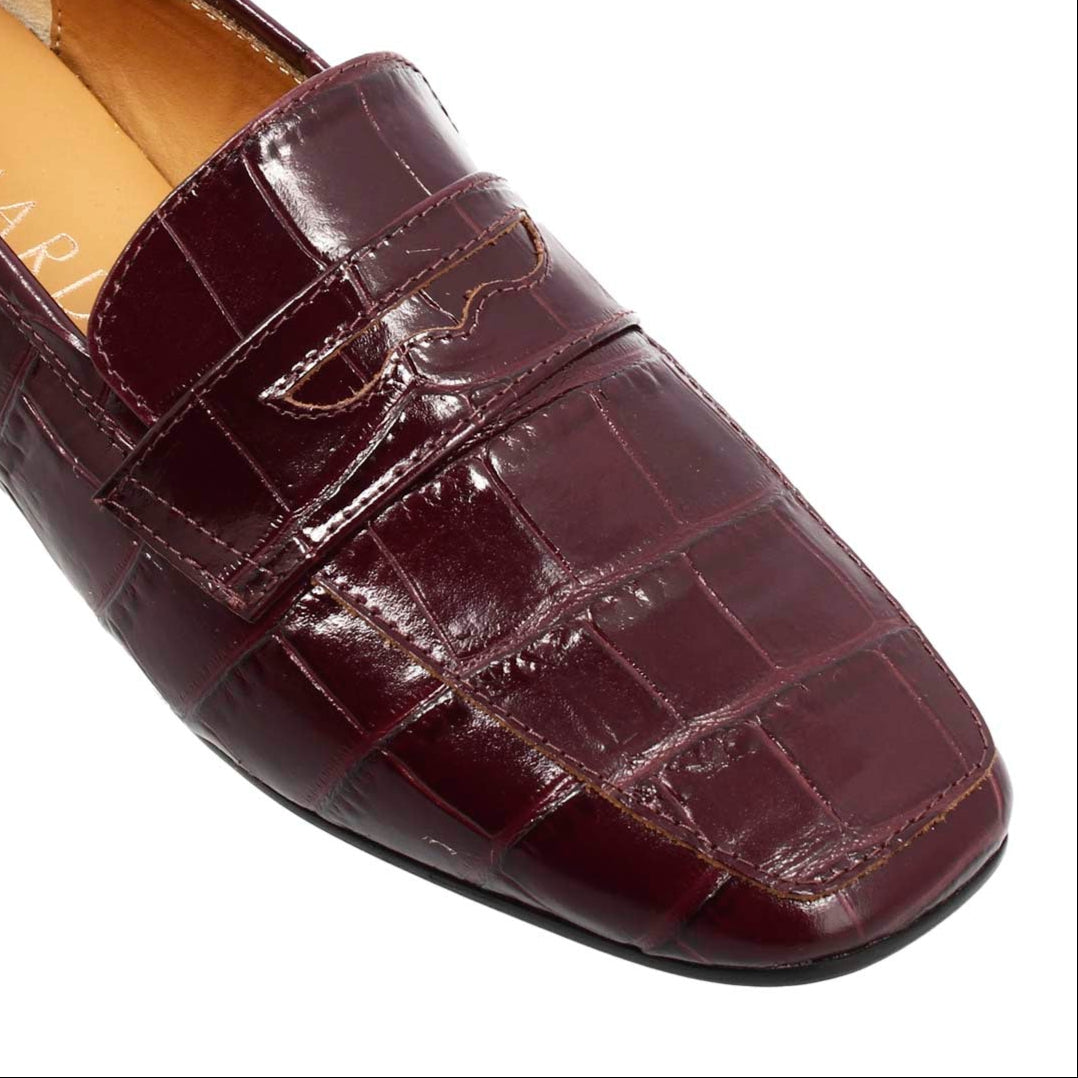 Leonardo Artemide22 mocassino pelle bordeaux stampa cocco
