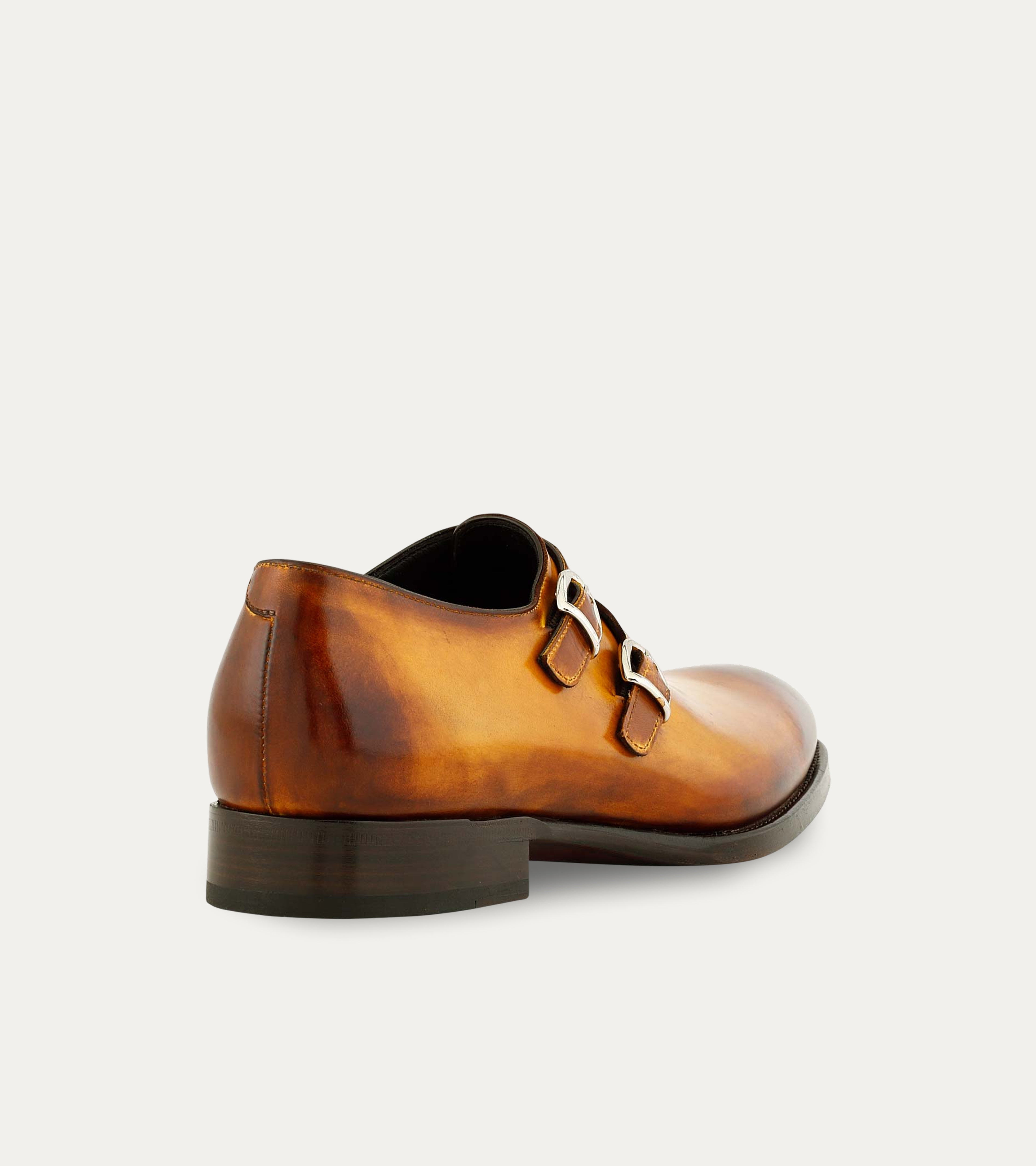 Ace Marks Alfie Double Monkstrap scarpe fibbia bourbon pelle