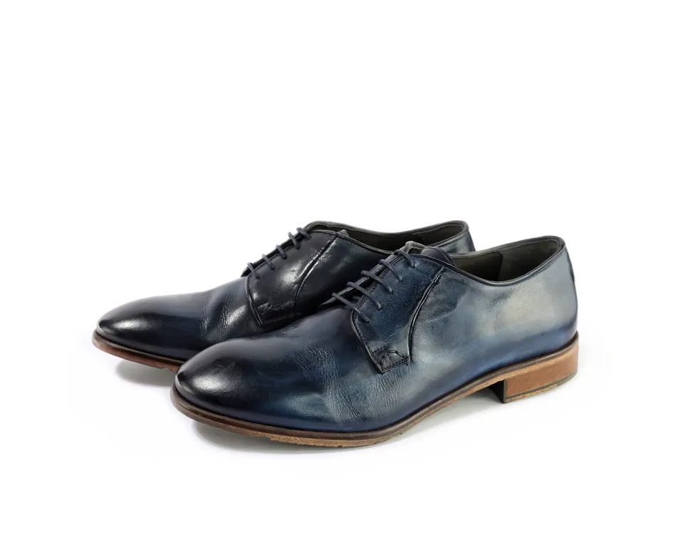 Ton Goût Elegant Derby derby uomo blu in vitello