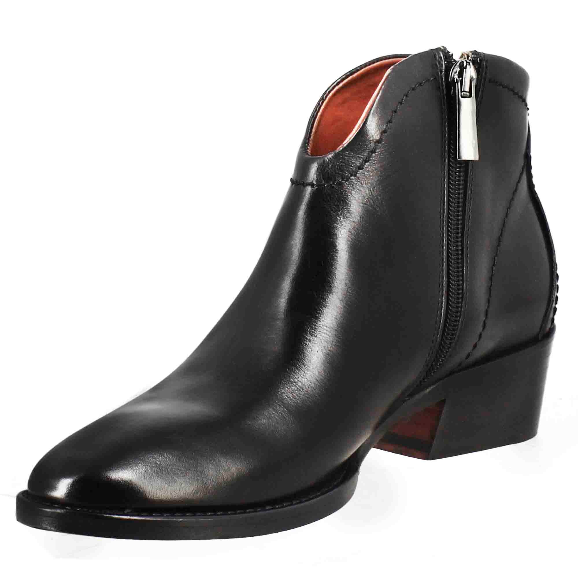 Leonardo Shoes stivali donna nero pelle cerniera tacco medio