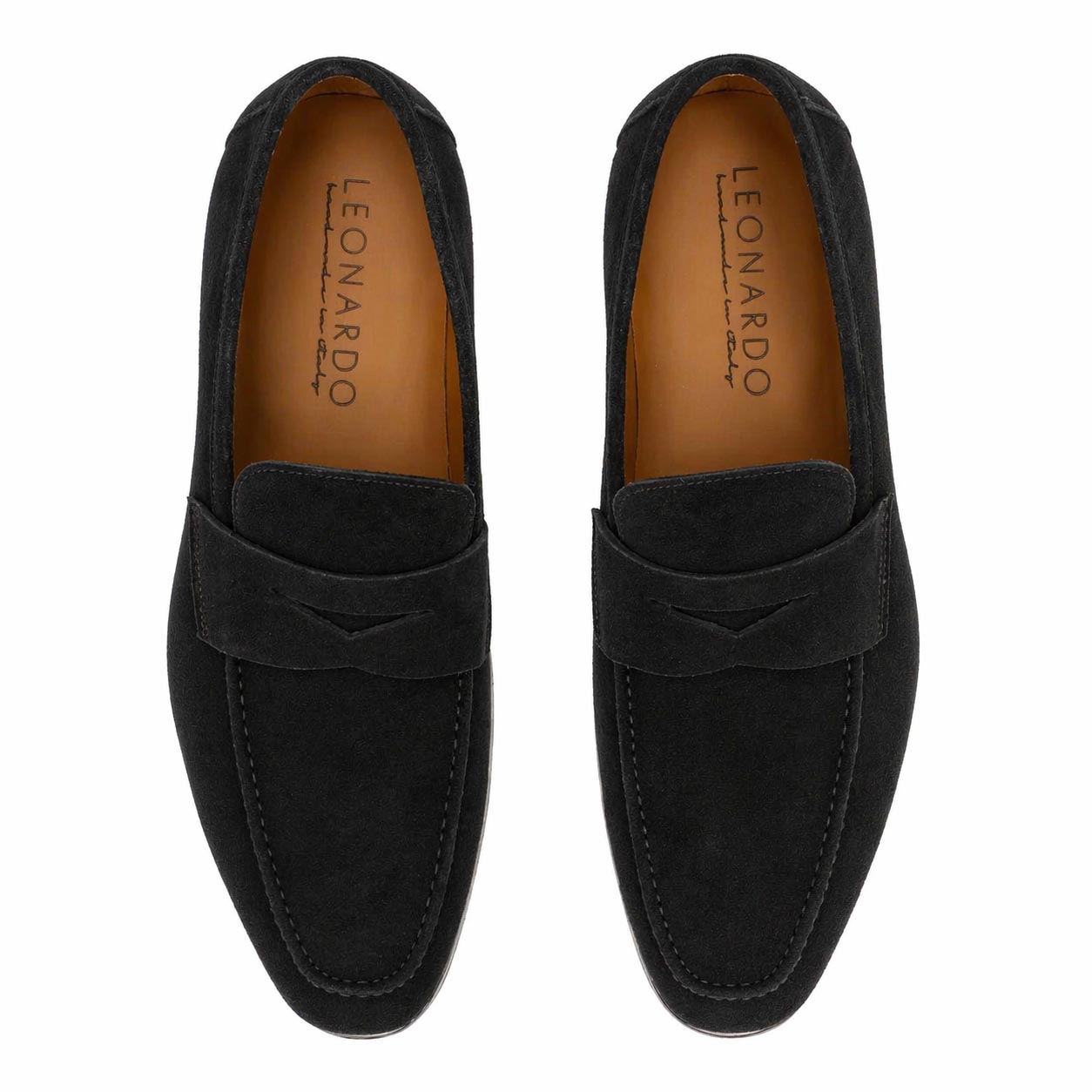 Leonardo Shoes Manfredo Mocassino Uomo Camoscio Nero