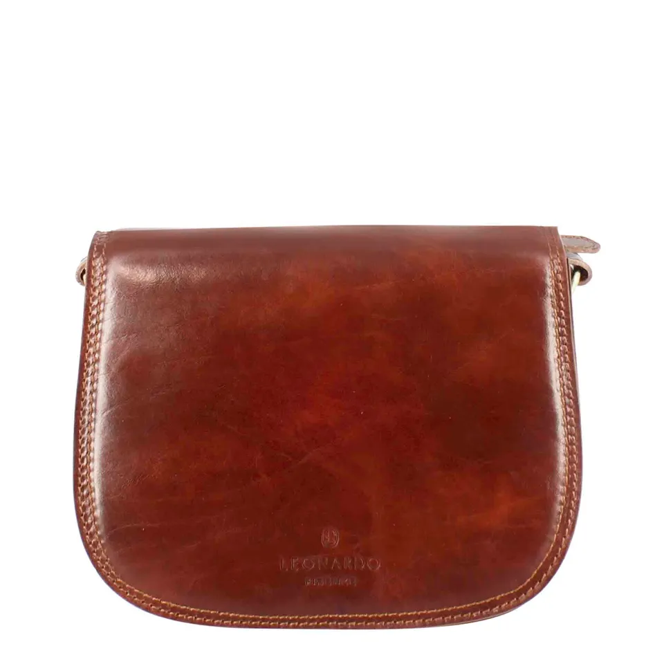 Leonardo Essential Borsa Spalla Pelle Marrone Scuro Tracolla Media