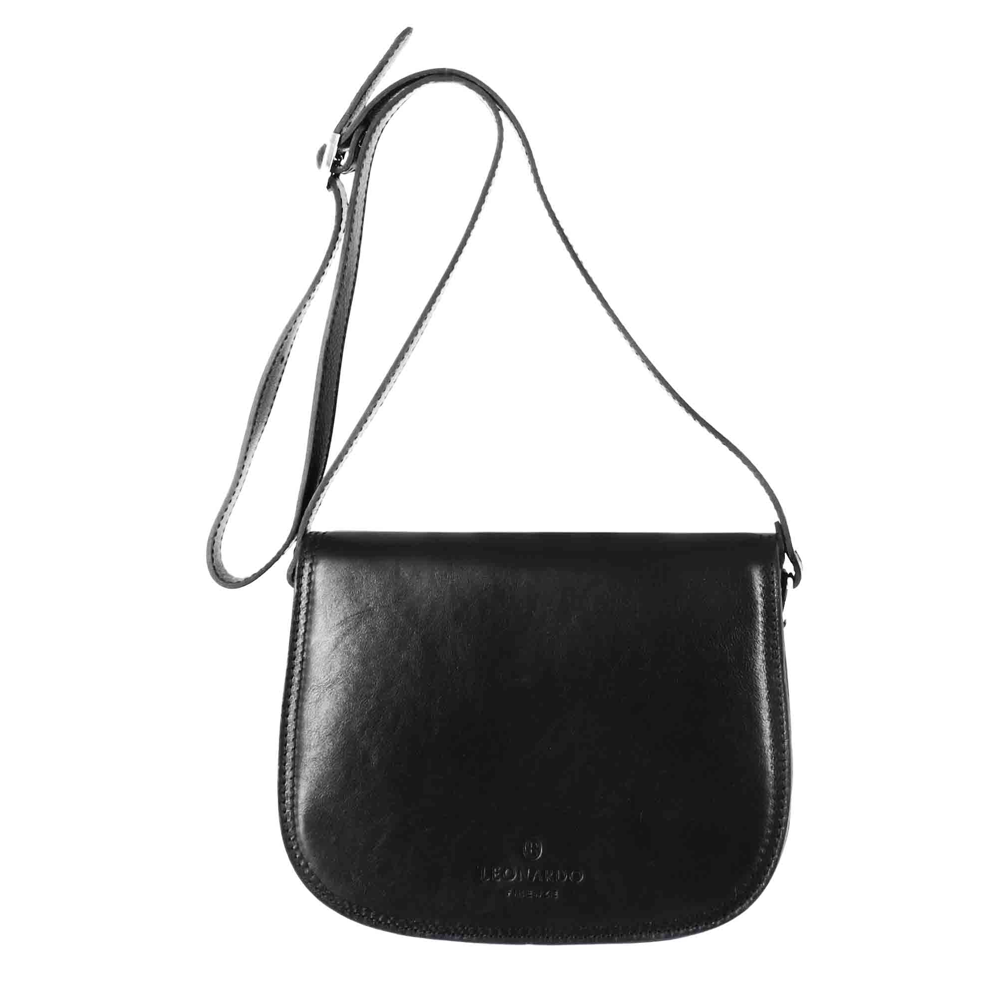 Leonardo Shoes Essential Borsa Donna Pelle Nero Tracolla Media