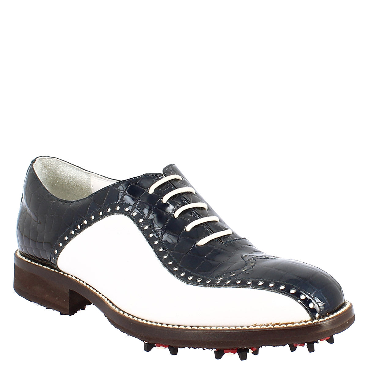 Leonardo Shoes Golf Blu Scarpe Golf Pelle Bicolore