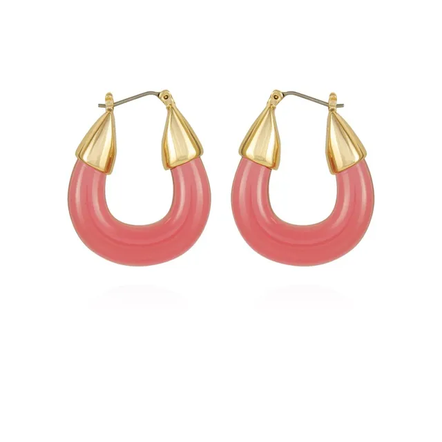 Vince Camuto orecchini cerchio resina rosa oro rosa