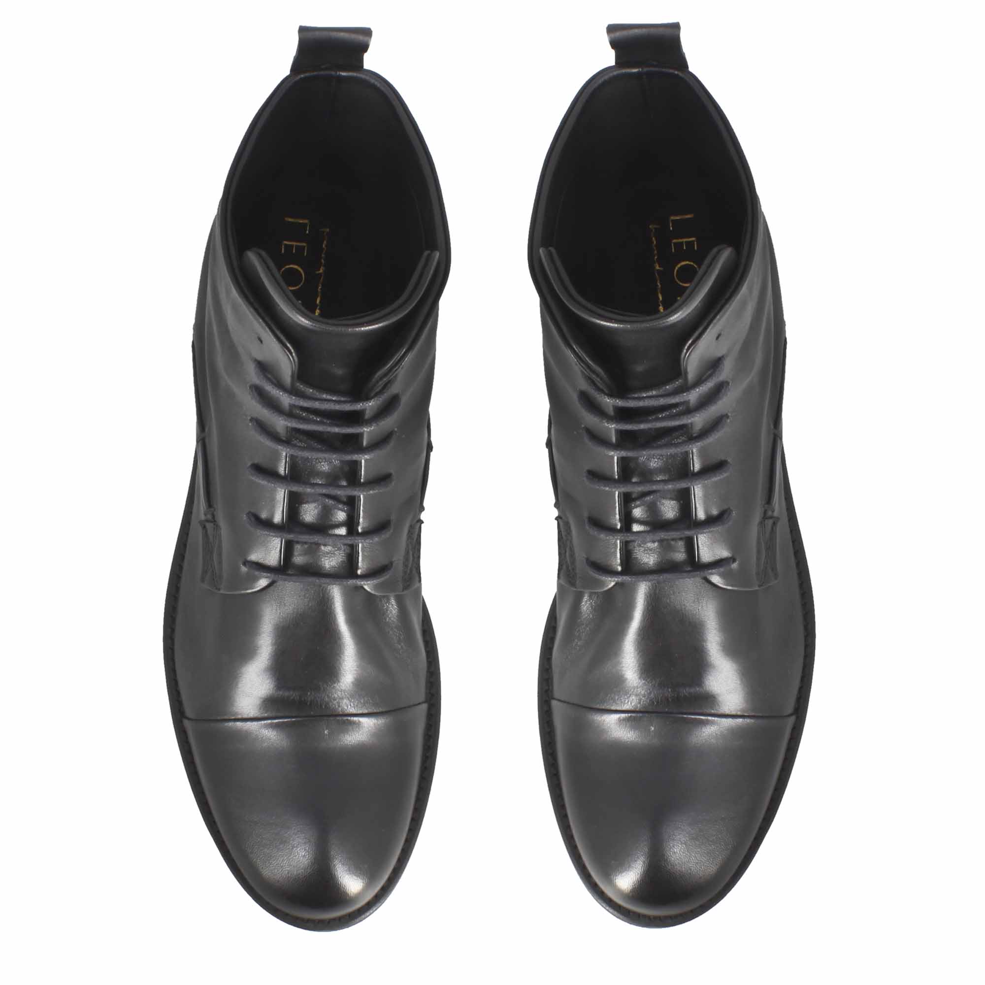 Leonardo Shoes Stivaletti Uomo Pelle Nero Vintage Caviglia
