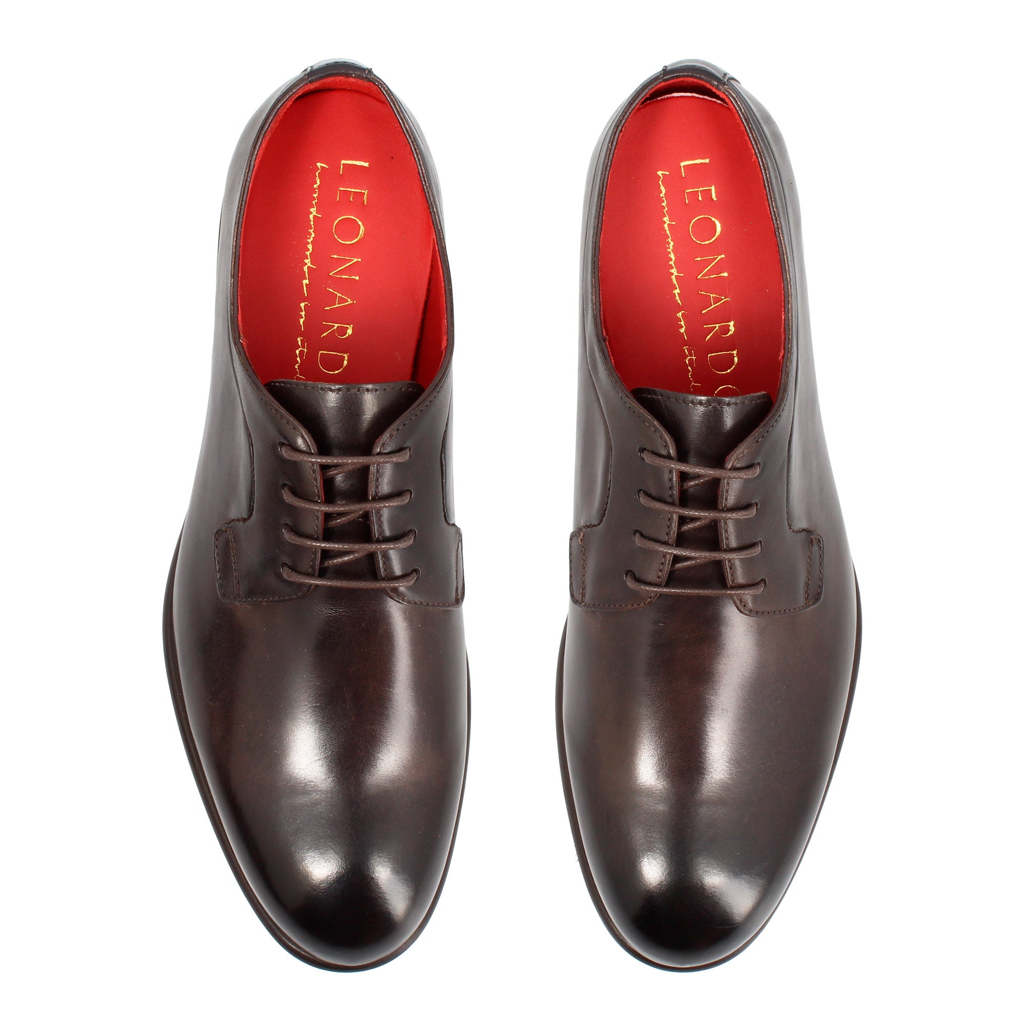 Leonardo Shoes Francesine derby marrone scuro pelle liscia
