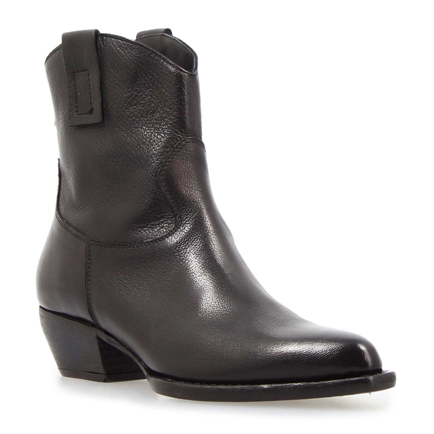 Leonardo Shoes Velvet stivaletto texano nero pelle