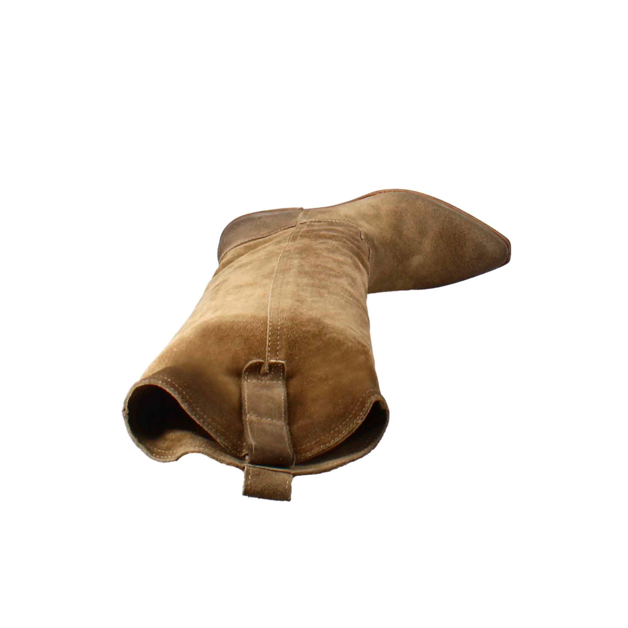 Leonardo Shoes stivali donna tortora camoscio texani alti