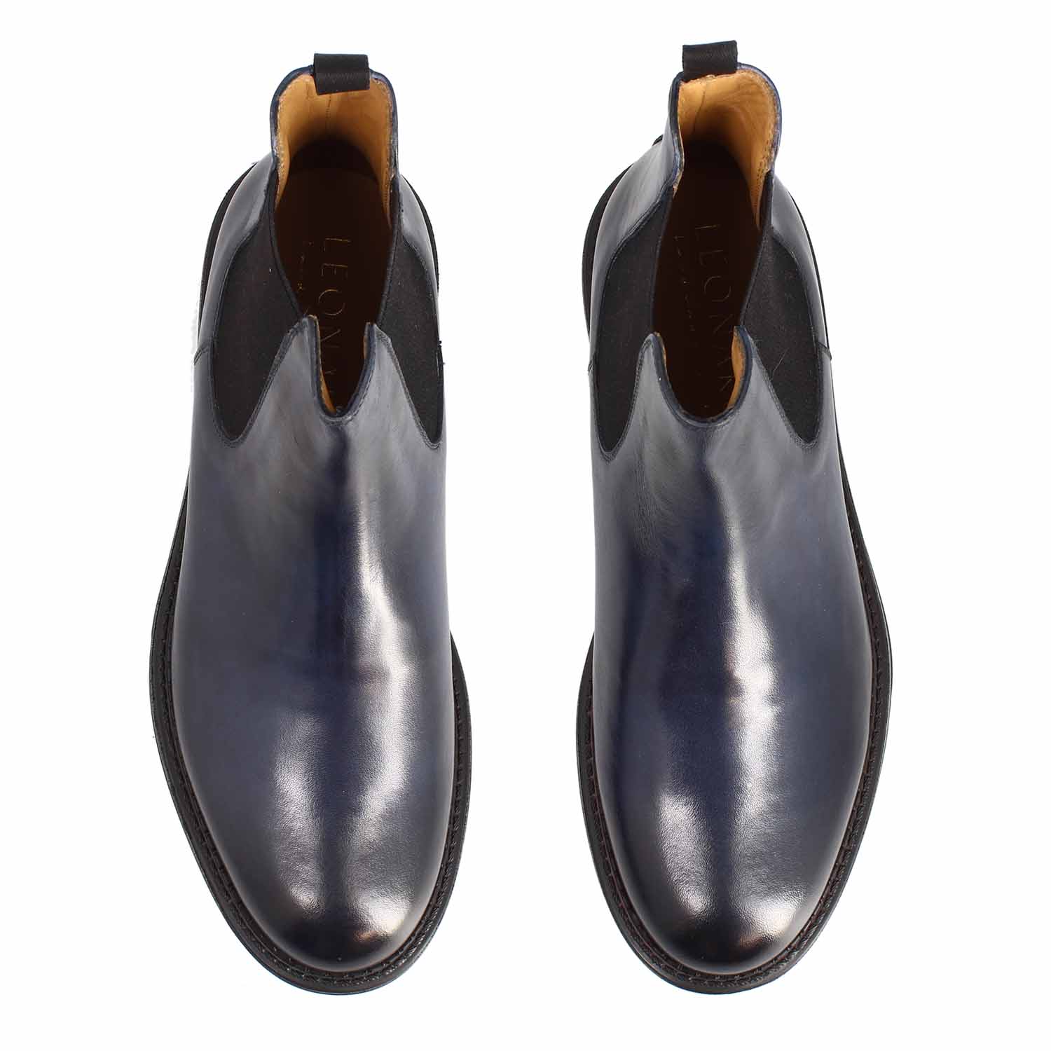 Leonardo Agusto stivaletto Chelsea pelle blu uomo Wearlight