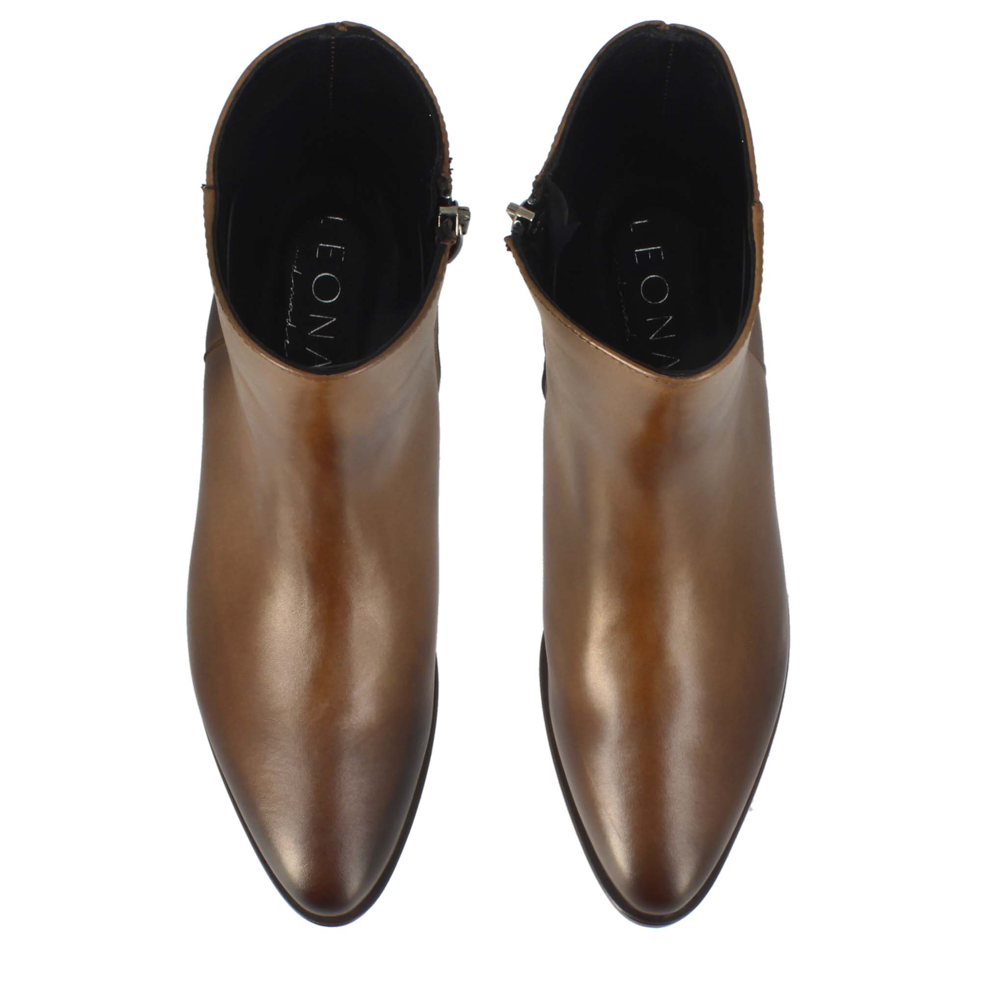 Leonardo Shoes Stivaletti Donna Pelle Marrone Punta