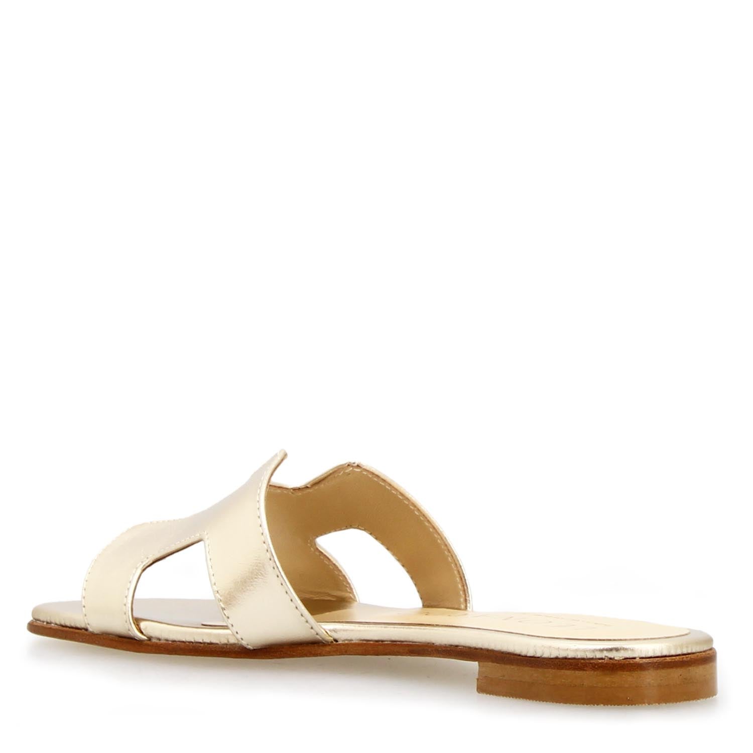 Leonardo Shoes Harmony Sandalo Pelle Platino Tacco 1 cm