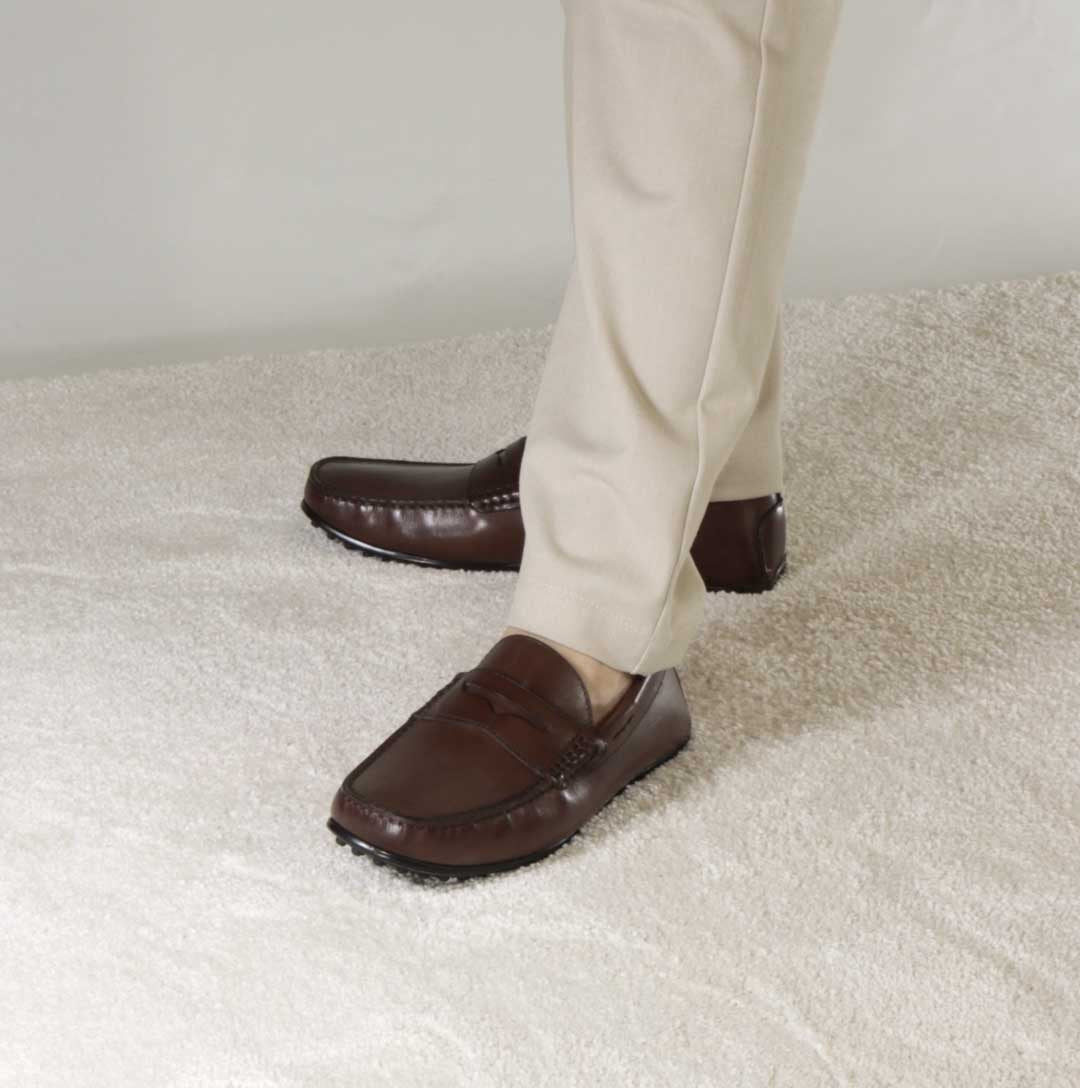Leonardo Shoes Mocassino Barca Uomo Pelle Marrone Scuro