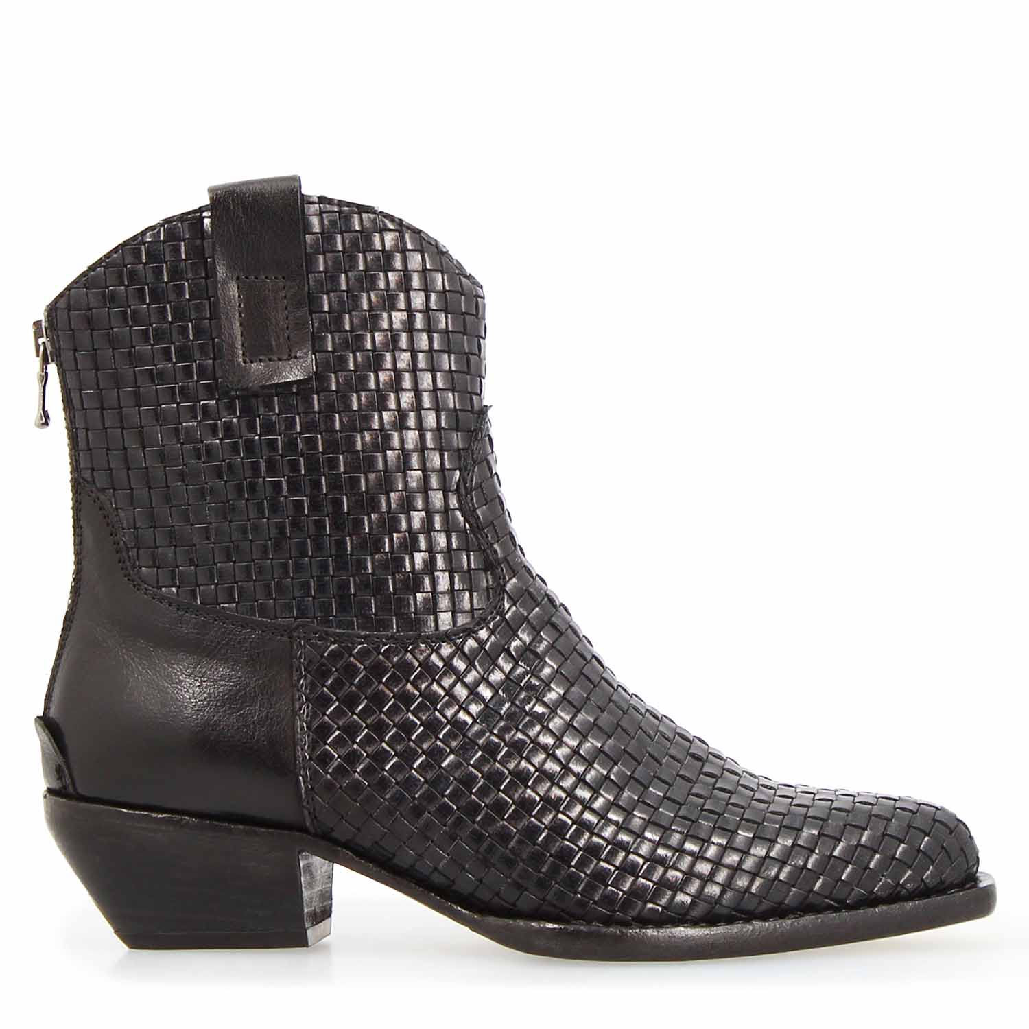 Leonardo Shoes Velvet Int stivaletti donna nero texano intrecciato