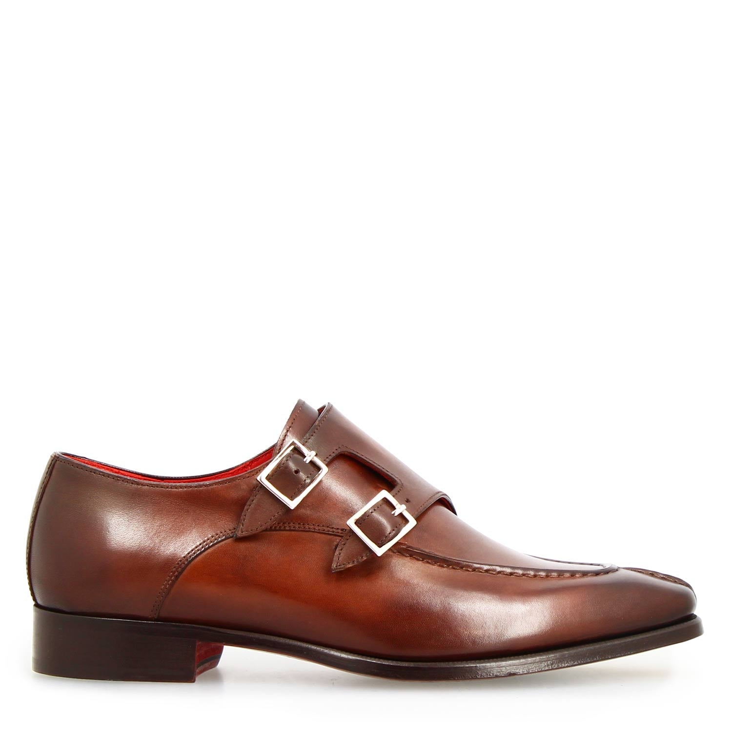 Leonardo Shoes Orazio Francesine Uomo Pelle Marrone Doppia Fibbia